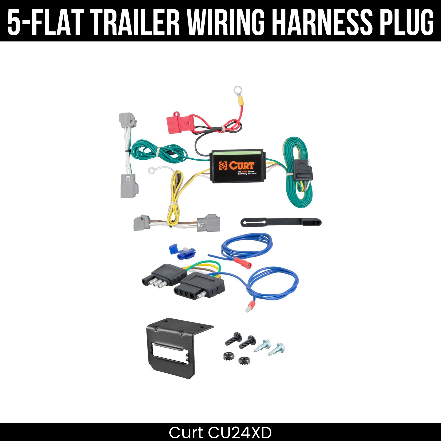 Trailer Wiring 5-Flat Plug w/ Bracket