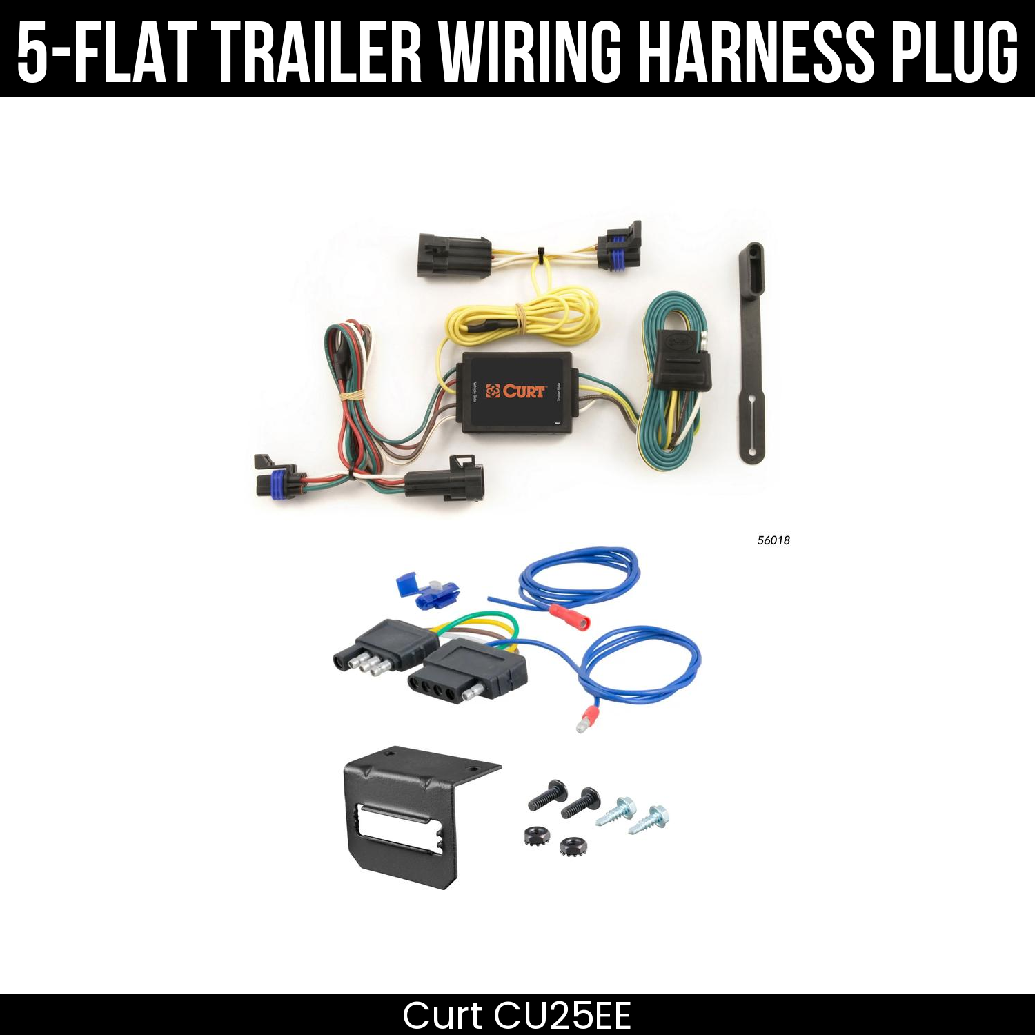 Trailer Wiring 5-Flat Plug w/ Bracket
