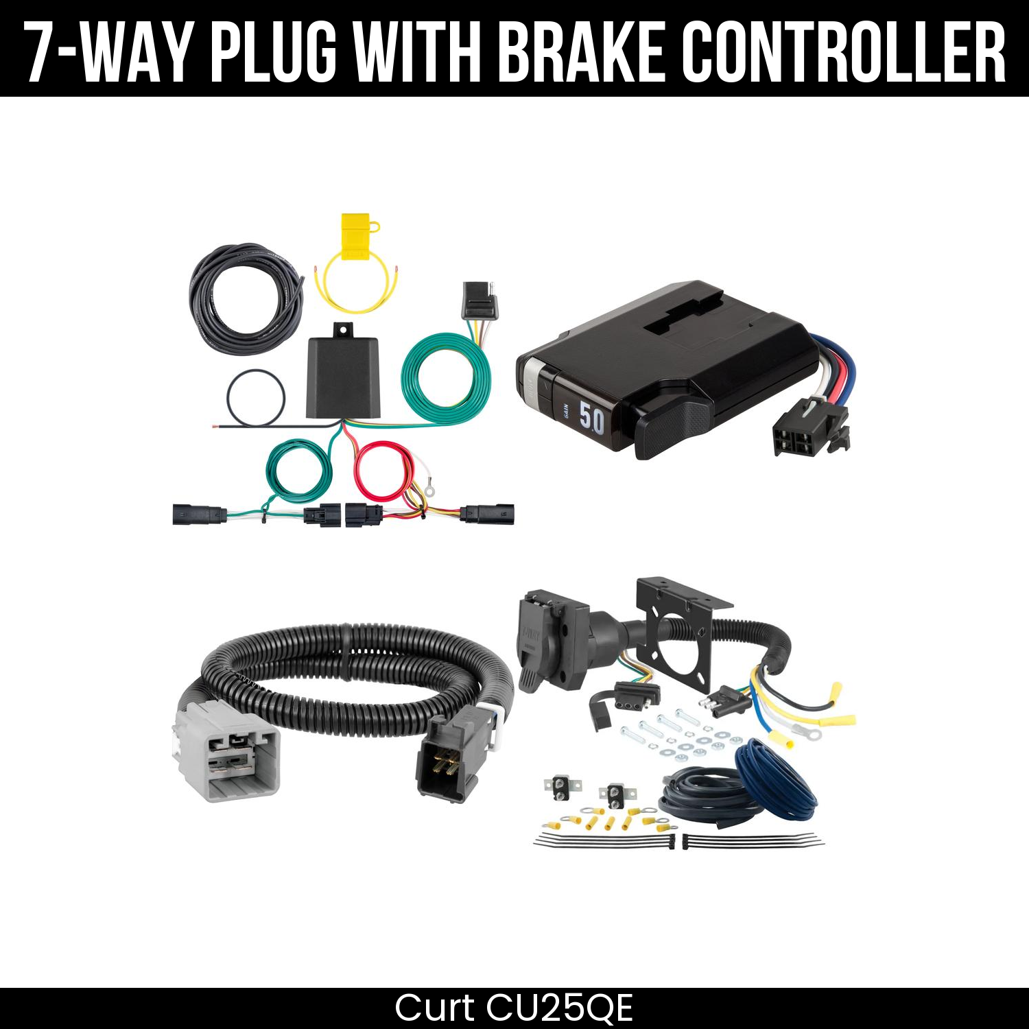Trailer Wiring 7-Way Plug w/ Bracket , TriFlex NEXT Brake Control