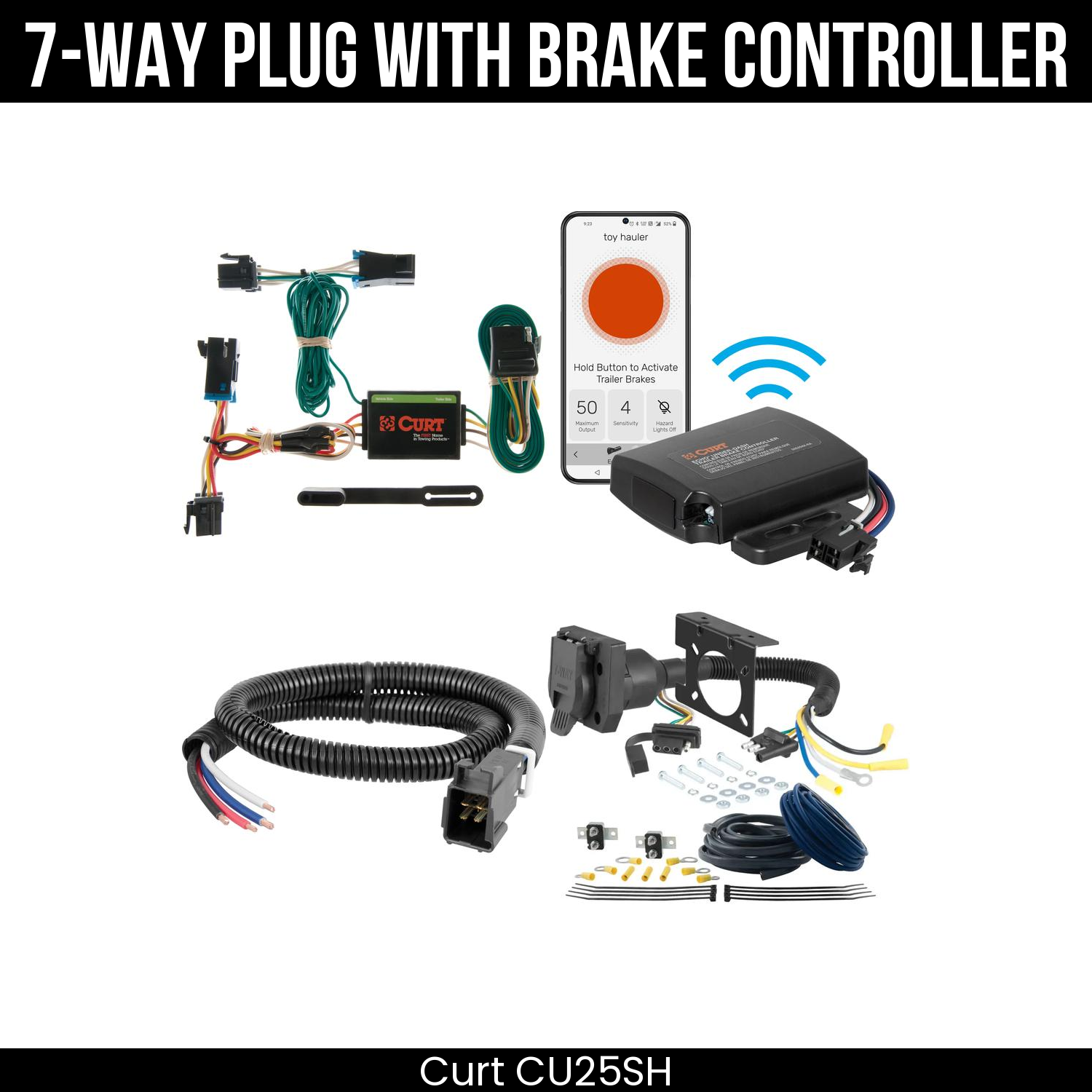 Trailer Wiring 7-Way Plug w/ Bracket , Echo Under-Dash Brake Control