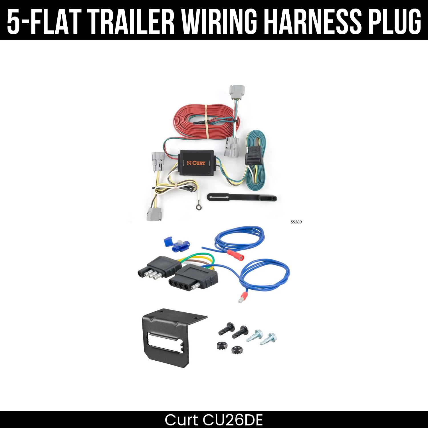 Trailer Wiring 5-Flat Plug w/ Bracket