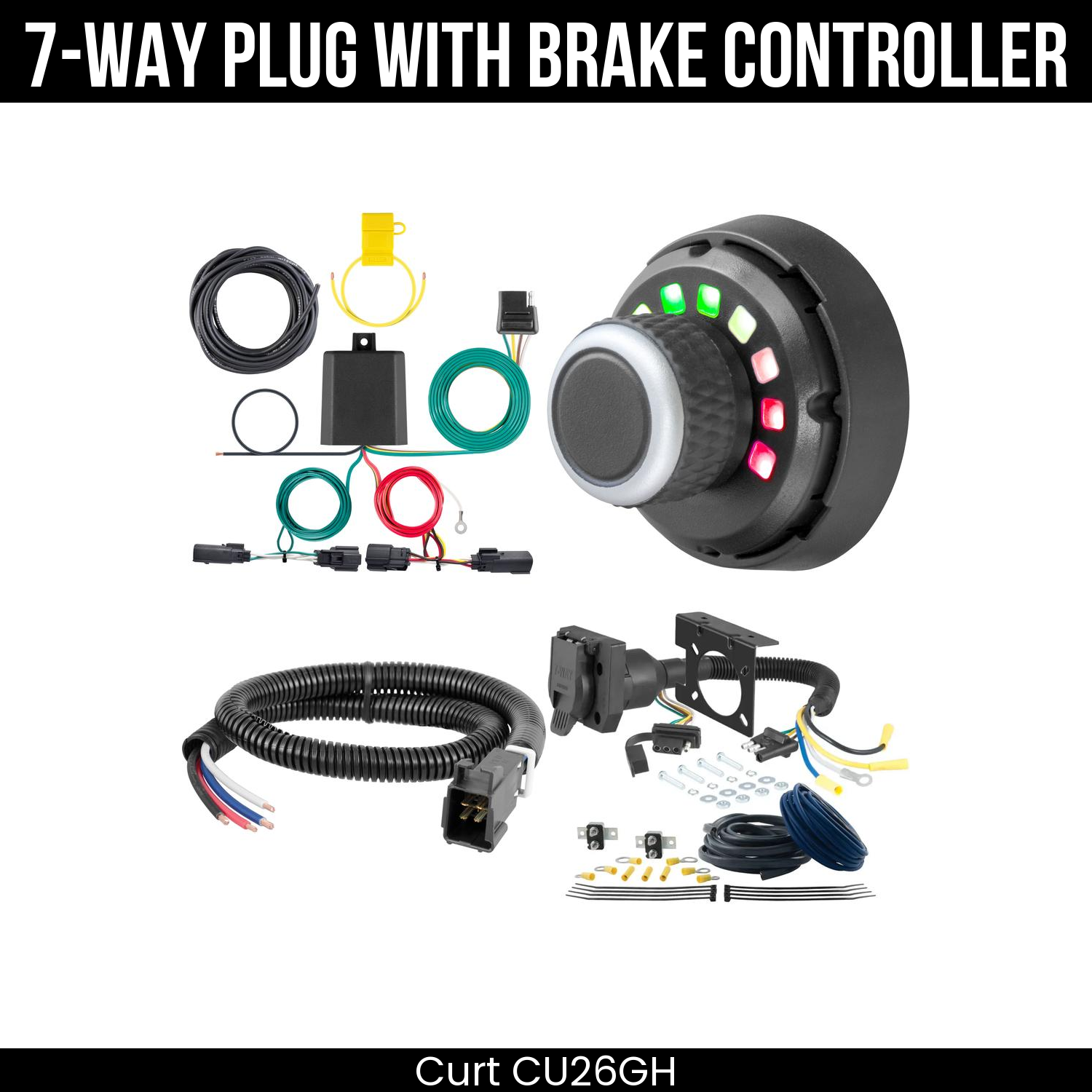 Trailer Wiring 7-Way Plug w/ Bracket , Spectrum Brake Control