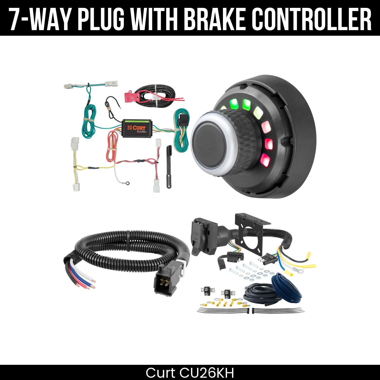 Trailer Wiring 7-Way Plug w/ Bracket , Spectrum Brake Control