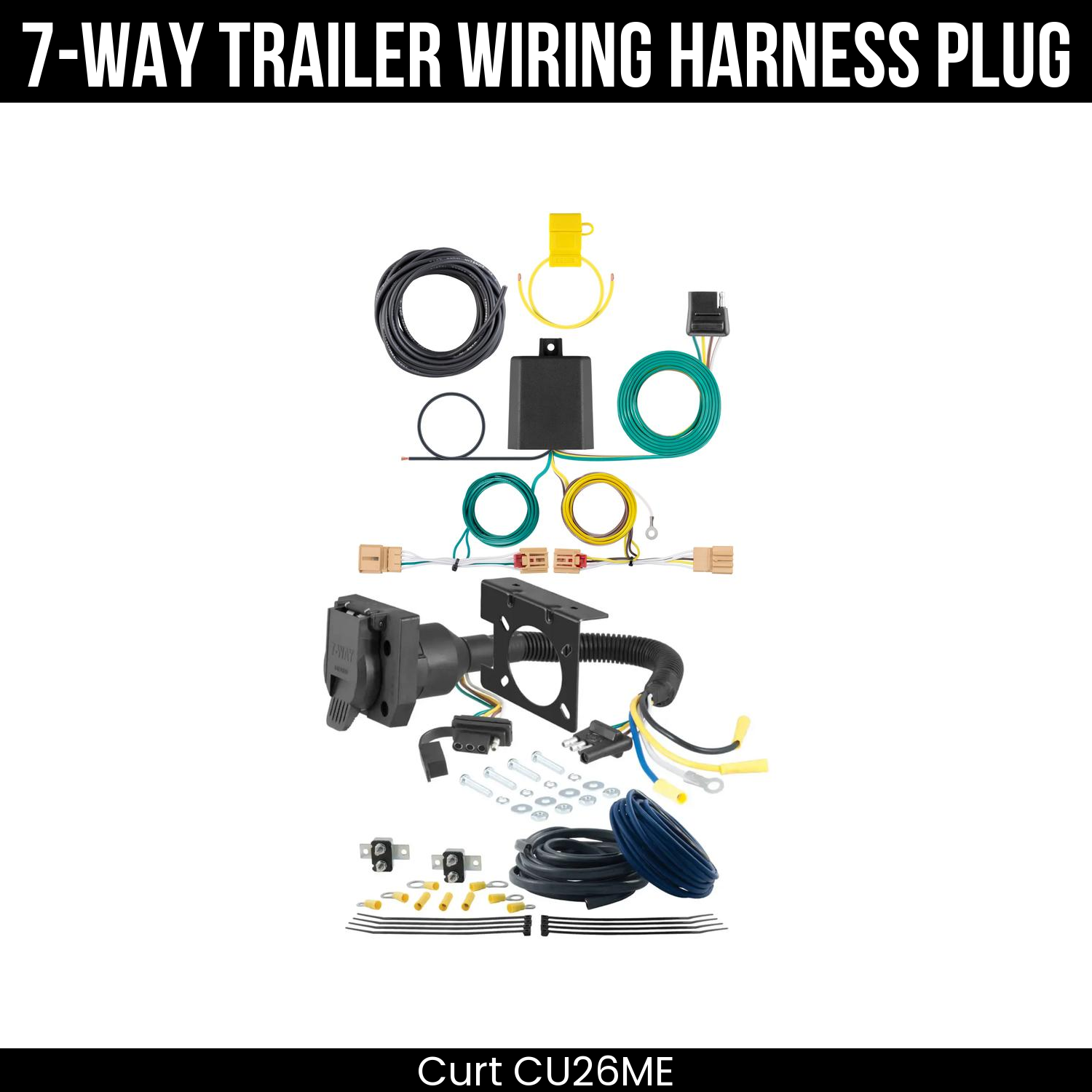 Trailer Wiring 7-Way Plug w/ Bracket