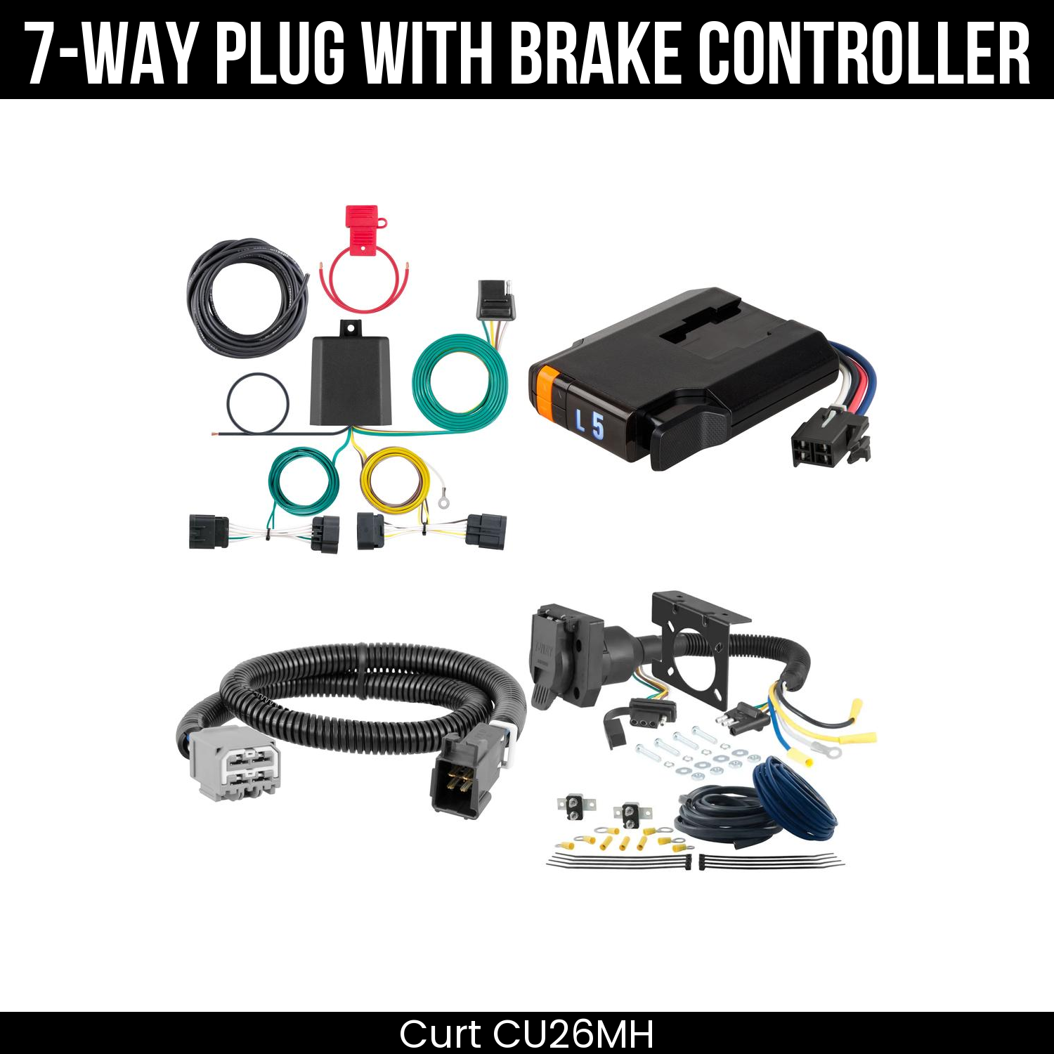 Trailer Wiring 7-Way Plug w/ Bracket , Discovery Next Brake Control