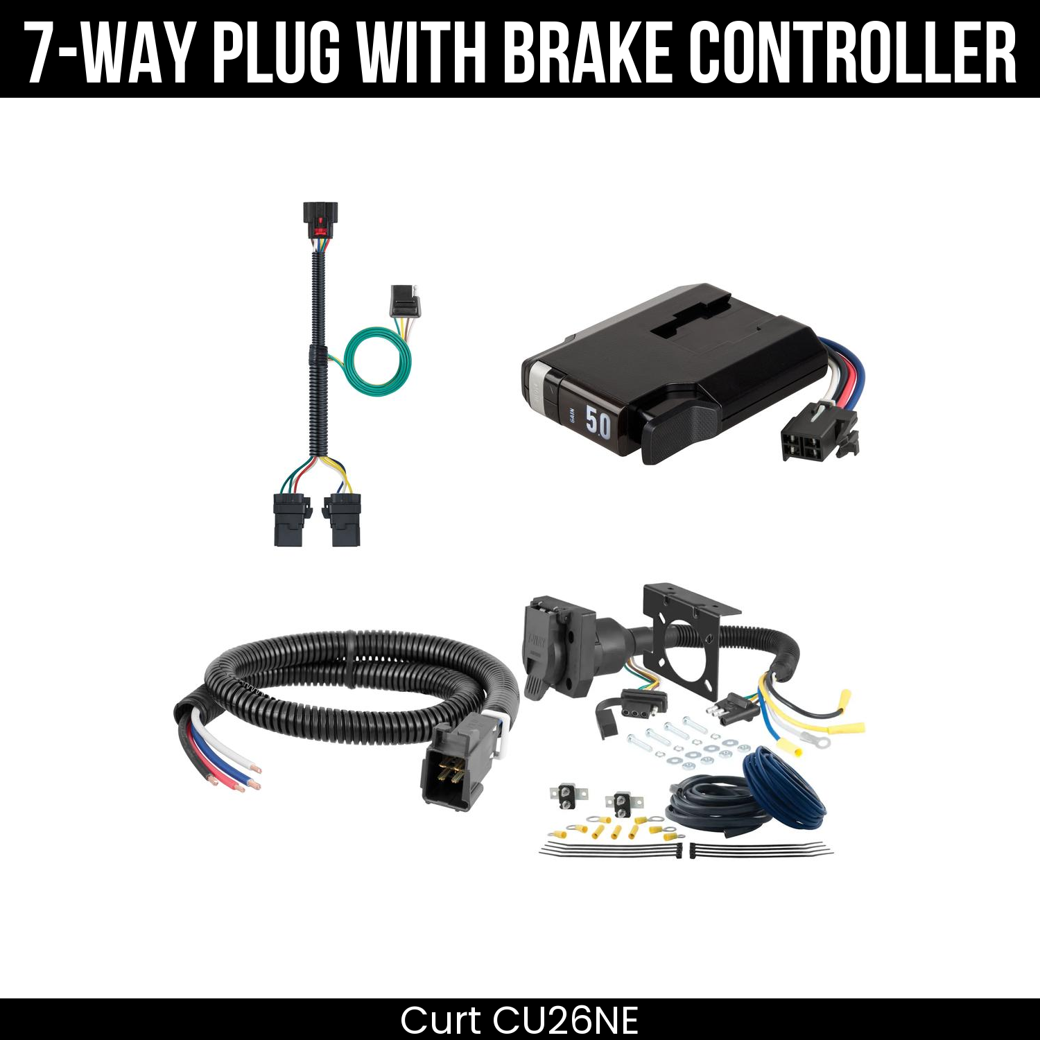 Trailer Wiring 7-Way Plug w/ Bracket , TriFlex NEXT Brake Control