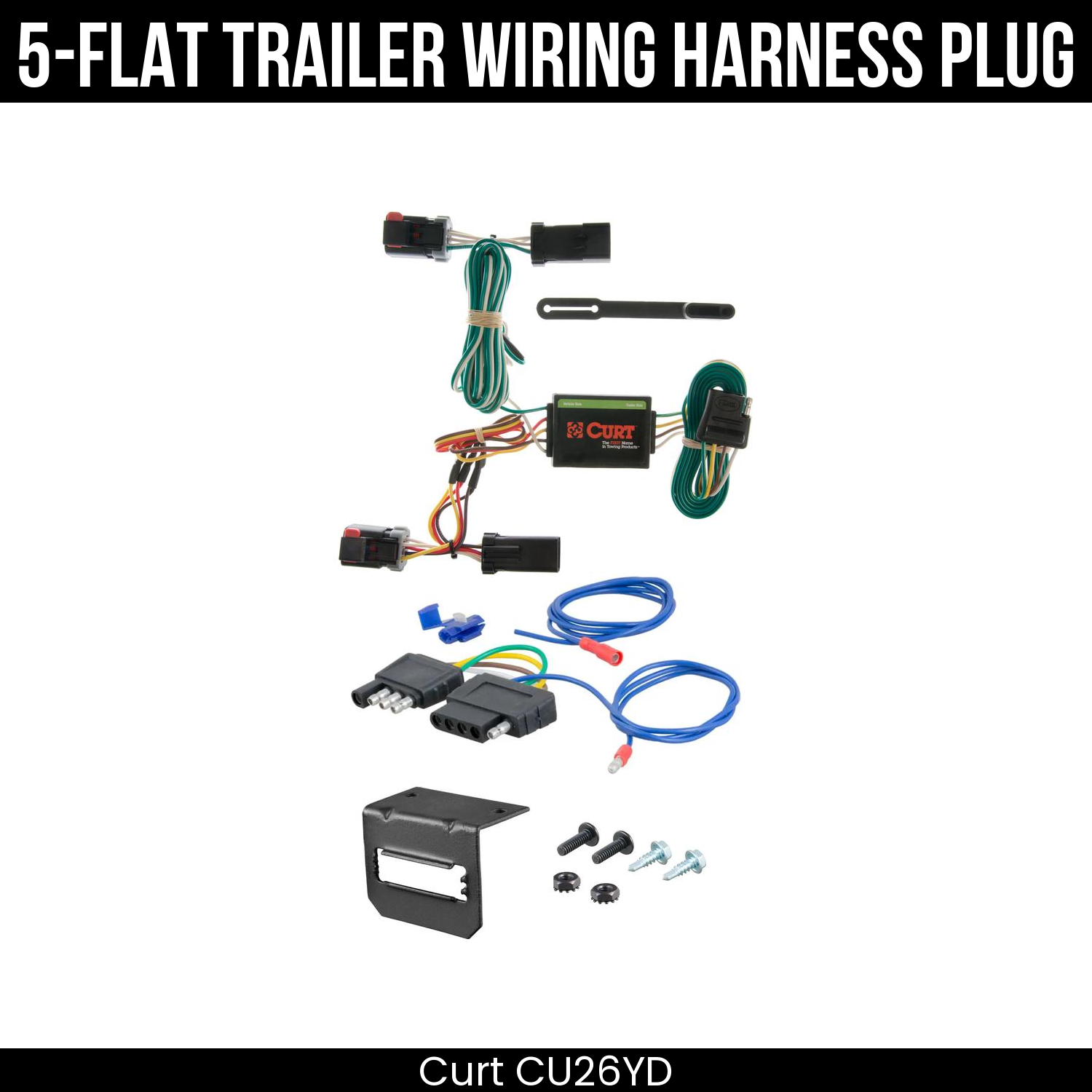 Trailer Wiring 5-Flat Plug w/ Bracket
