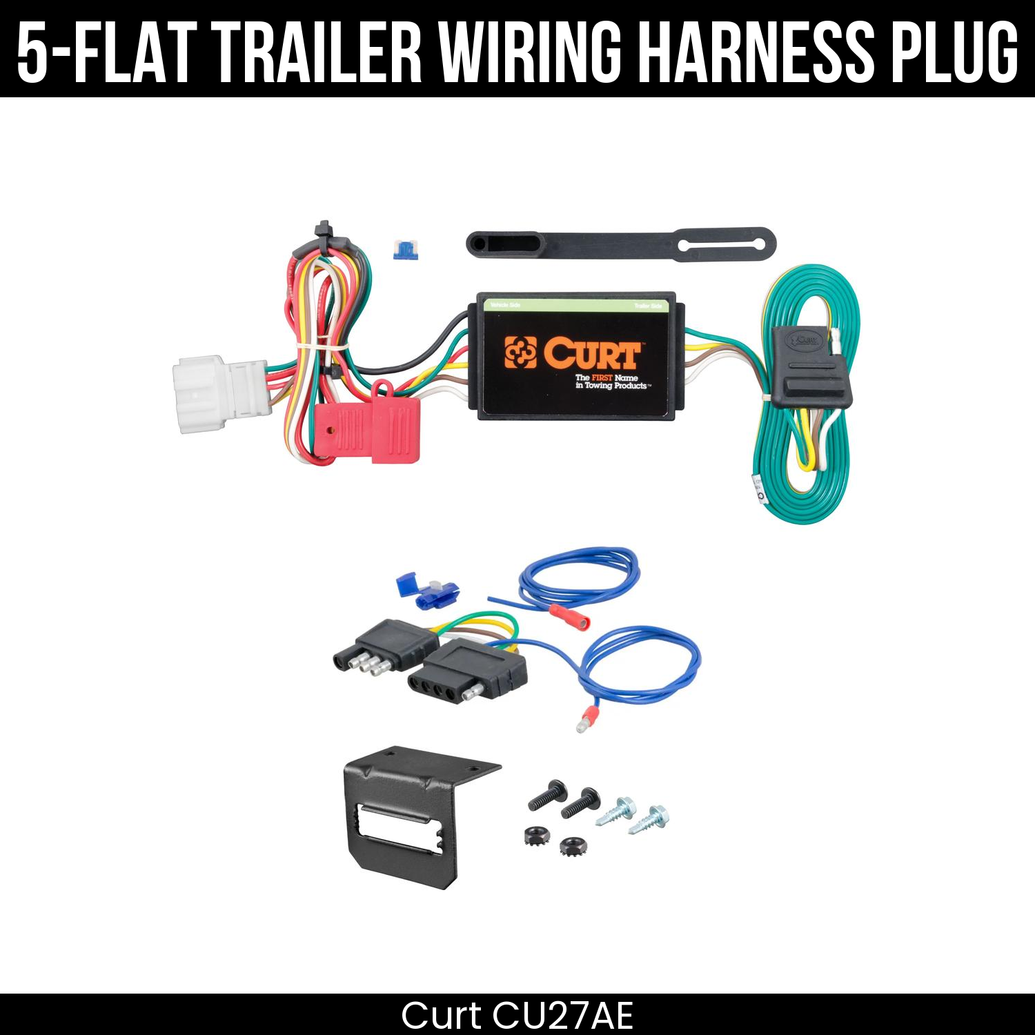 Trailer Wiring 5-Flat Plug w/ Bracket