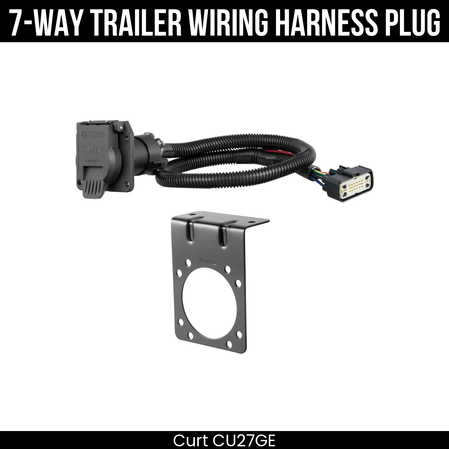 Trailer Wiring 7-Way Plug w/ Bracket