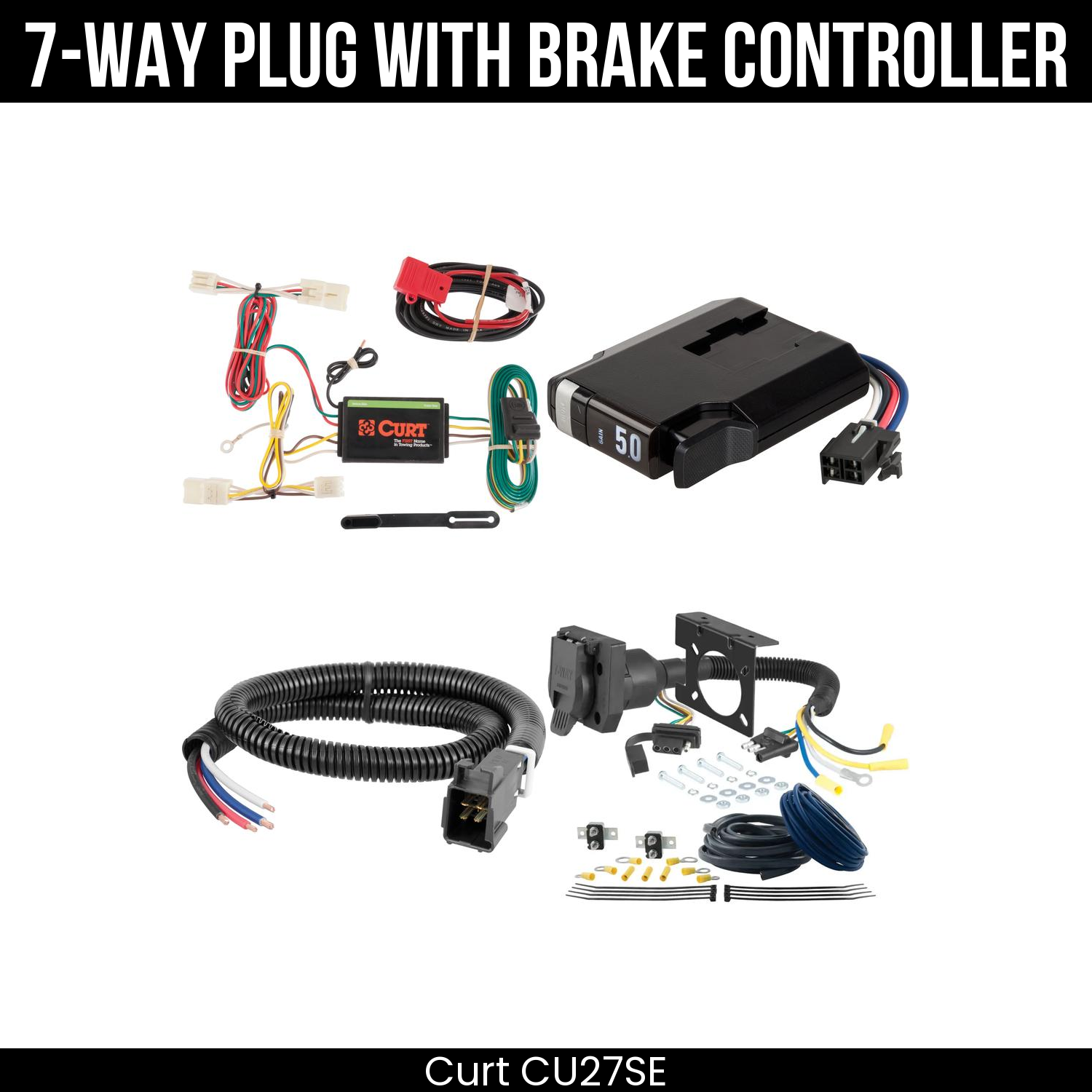 Trailer Wiring 7-Way Plug w/ Bracket , TriFlex NEXT Brake Control