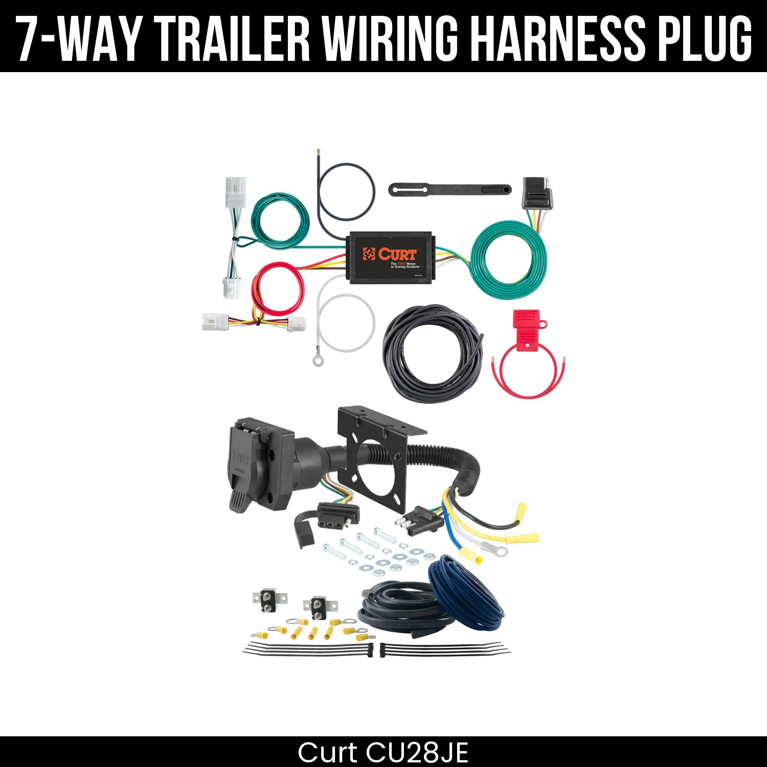 Trailer Wiring 7-Way Plug w/ Bracket