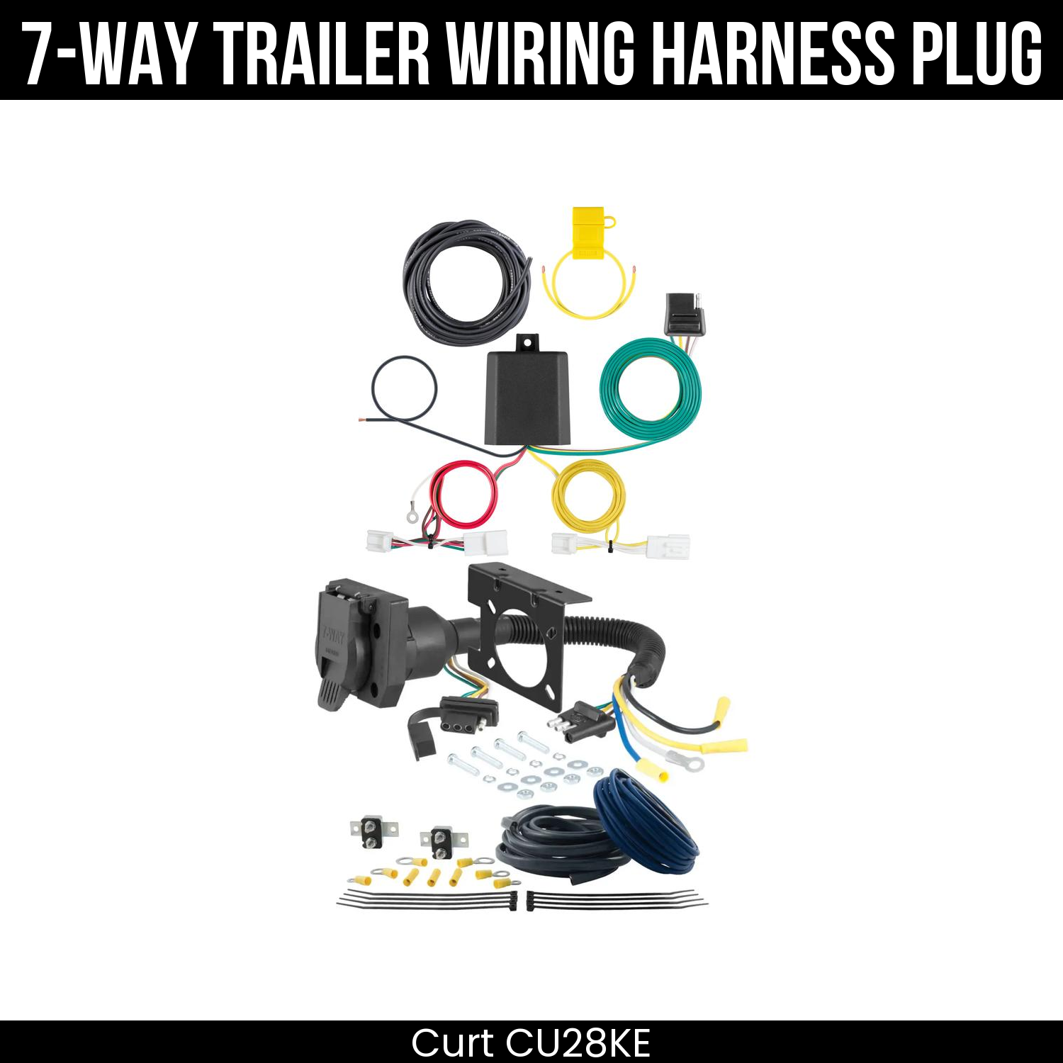 Trailer Wiring 7-Way Plug w/ Bracket