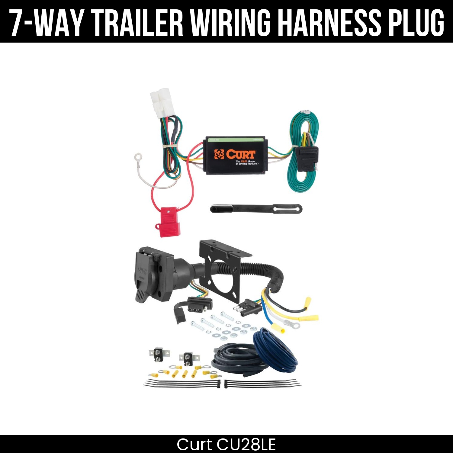 Trailer Wiring 7-Way Plug w/ Bracket
