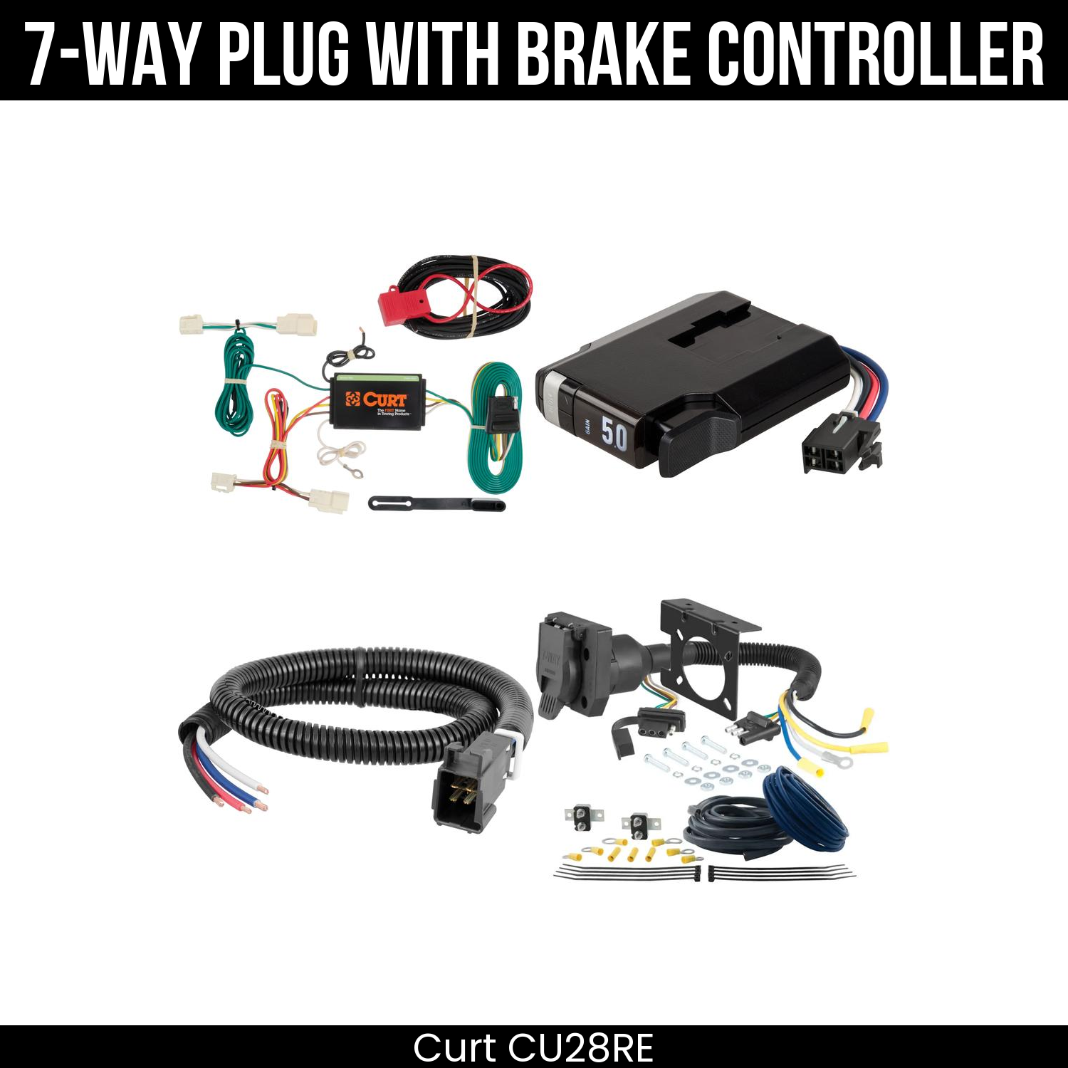 Trailer Wiring 7-Way Plug w/ Bracket , TriFlex NEXT Brake Control