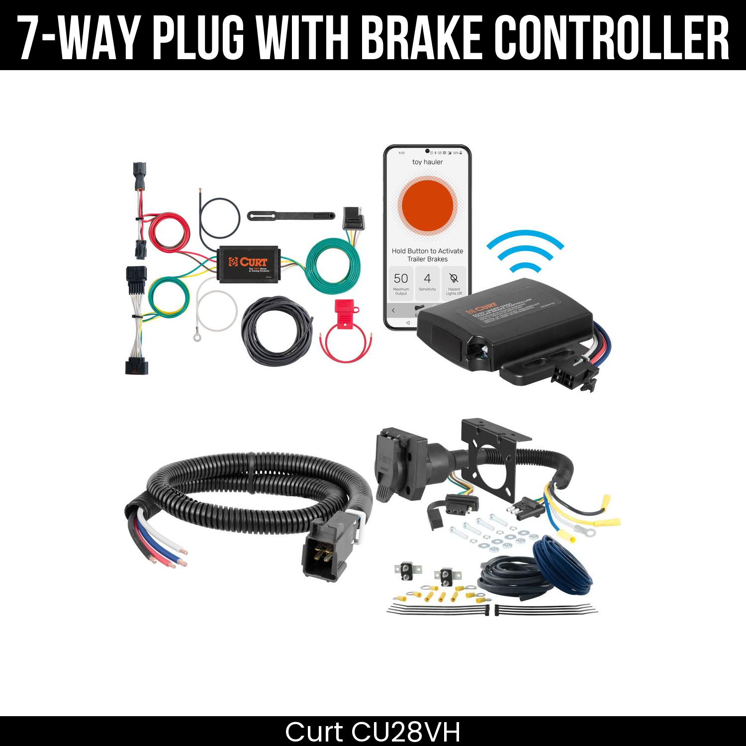 Trailer Wiring 7-Way Plug w/ Bracket , Echo Under-Dash Brake Control