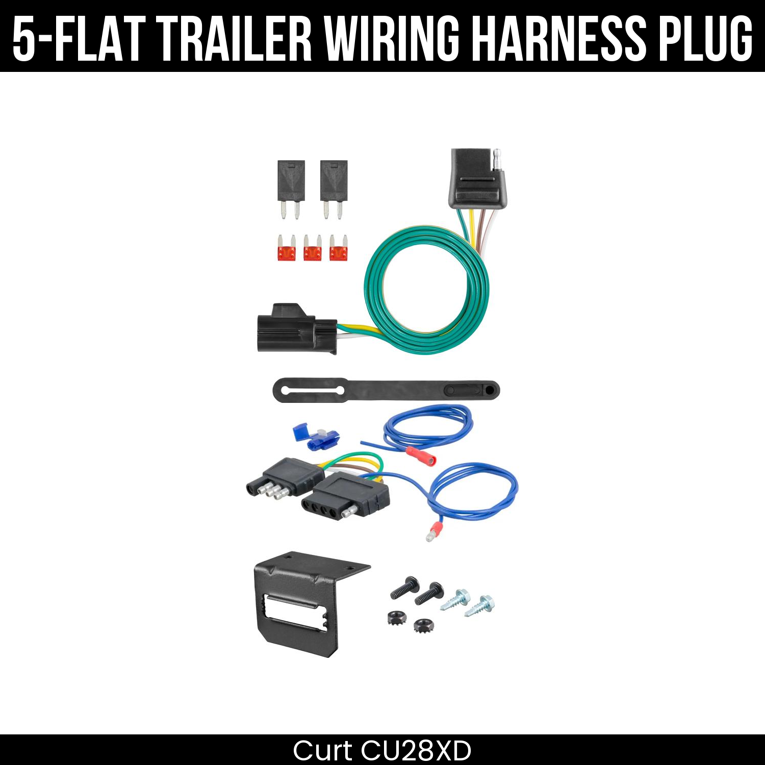 Trailer Wiring 5-Flat Plug w/ Bracket