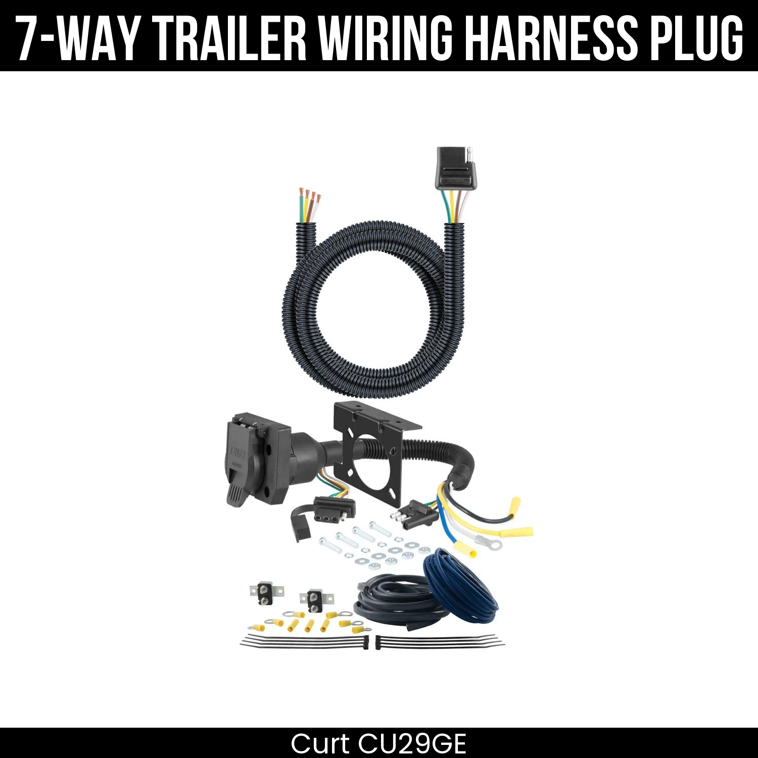 Trailer Wiring 7-Way Plug w/ Bracket