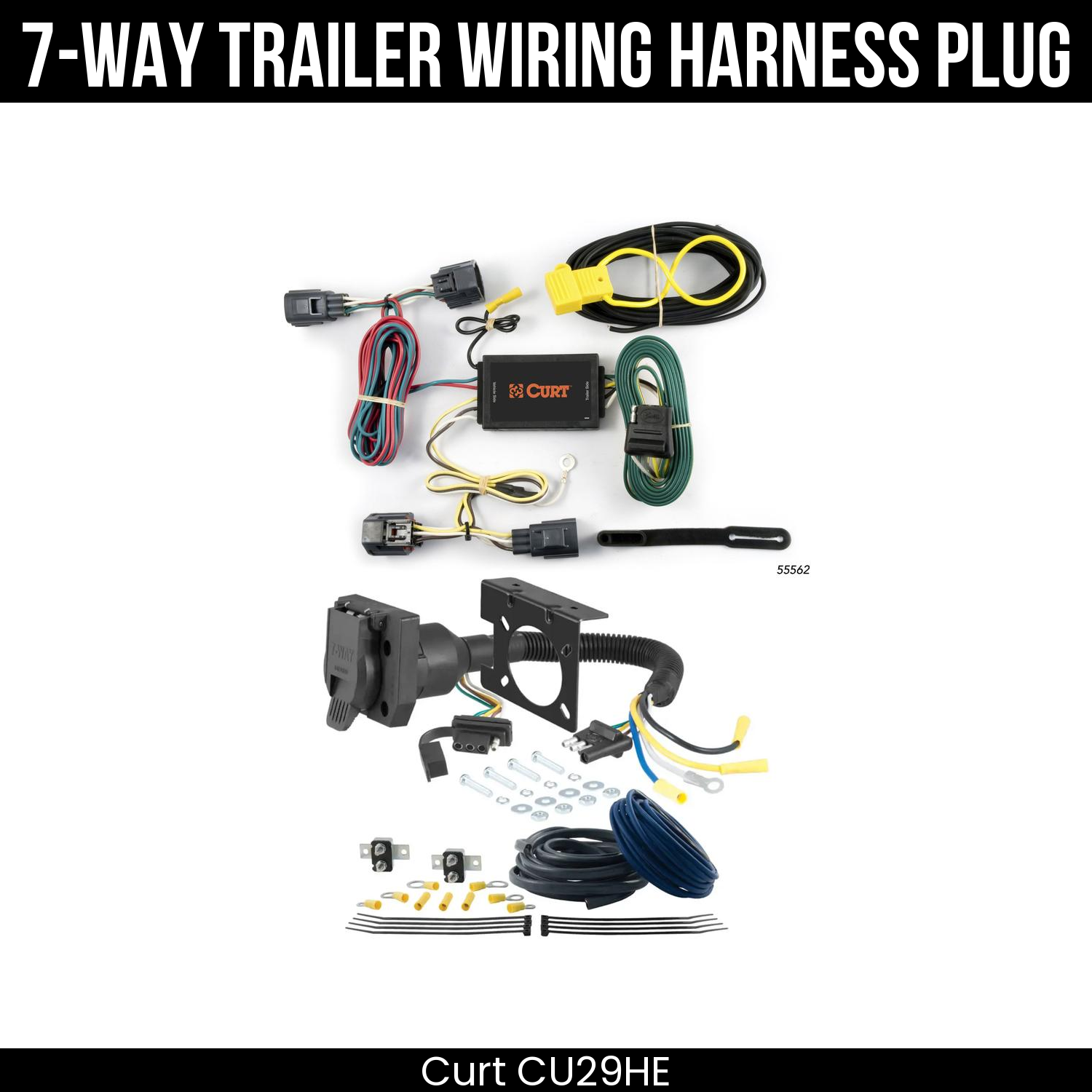Trailer Wiring 7-Way Plug w/ Bracket