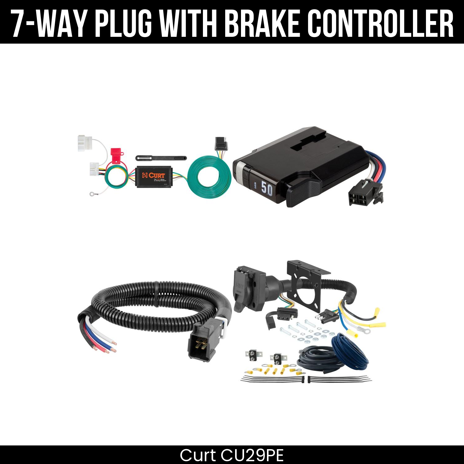 Trailer Wiring 7-Way Plug w/ Bracket , TriFlex NEXT Brake Control