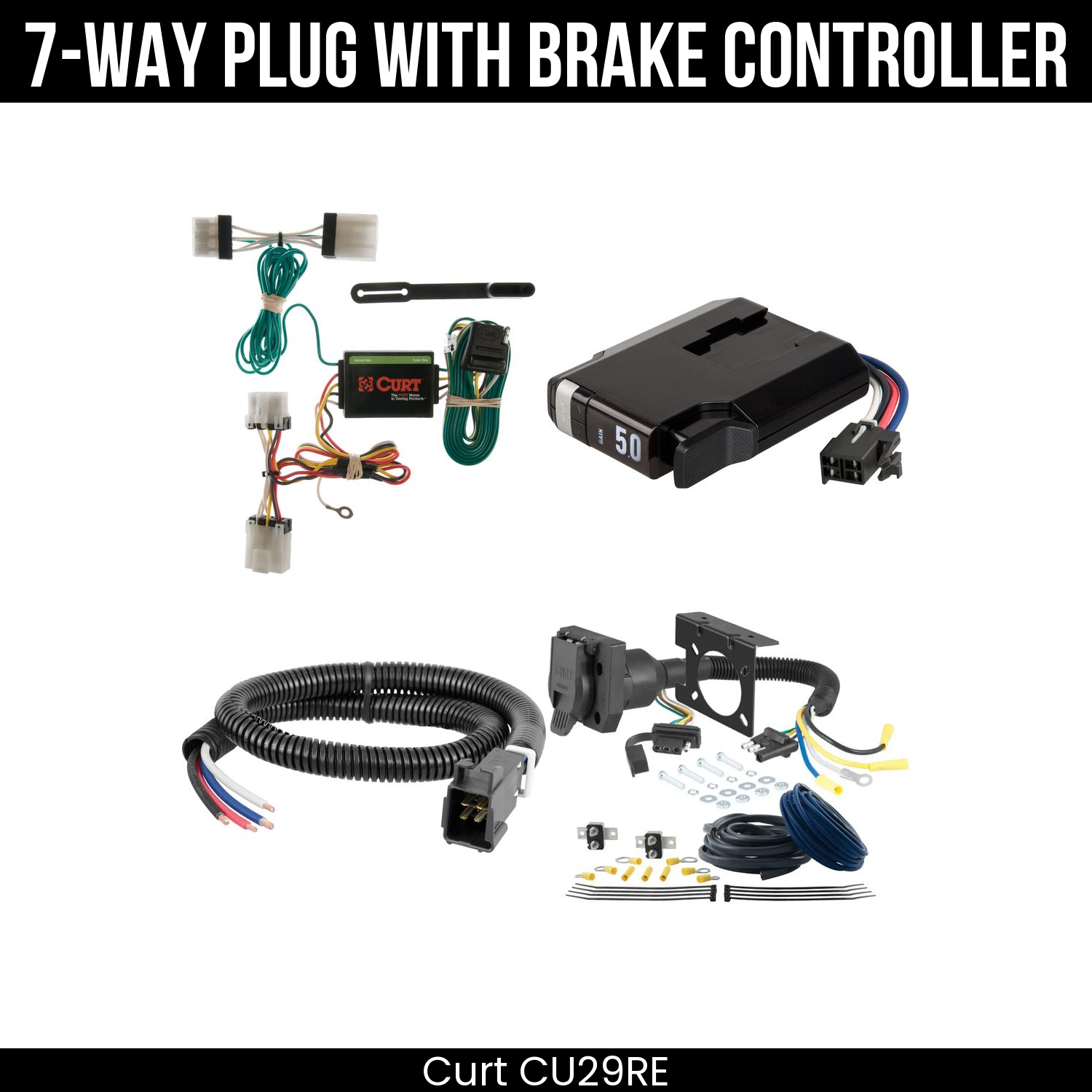 Trailer Wiring 7-Way Plug w/ Bracket , TriFlex NEXT Brake Control