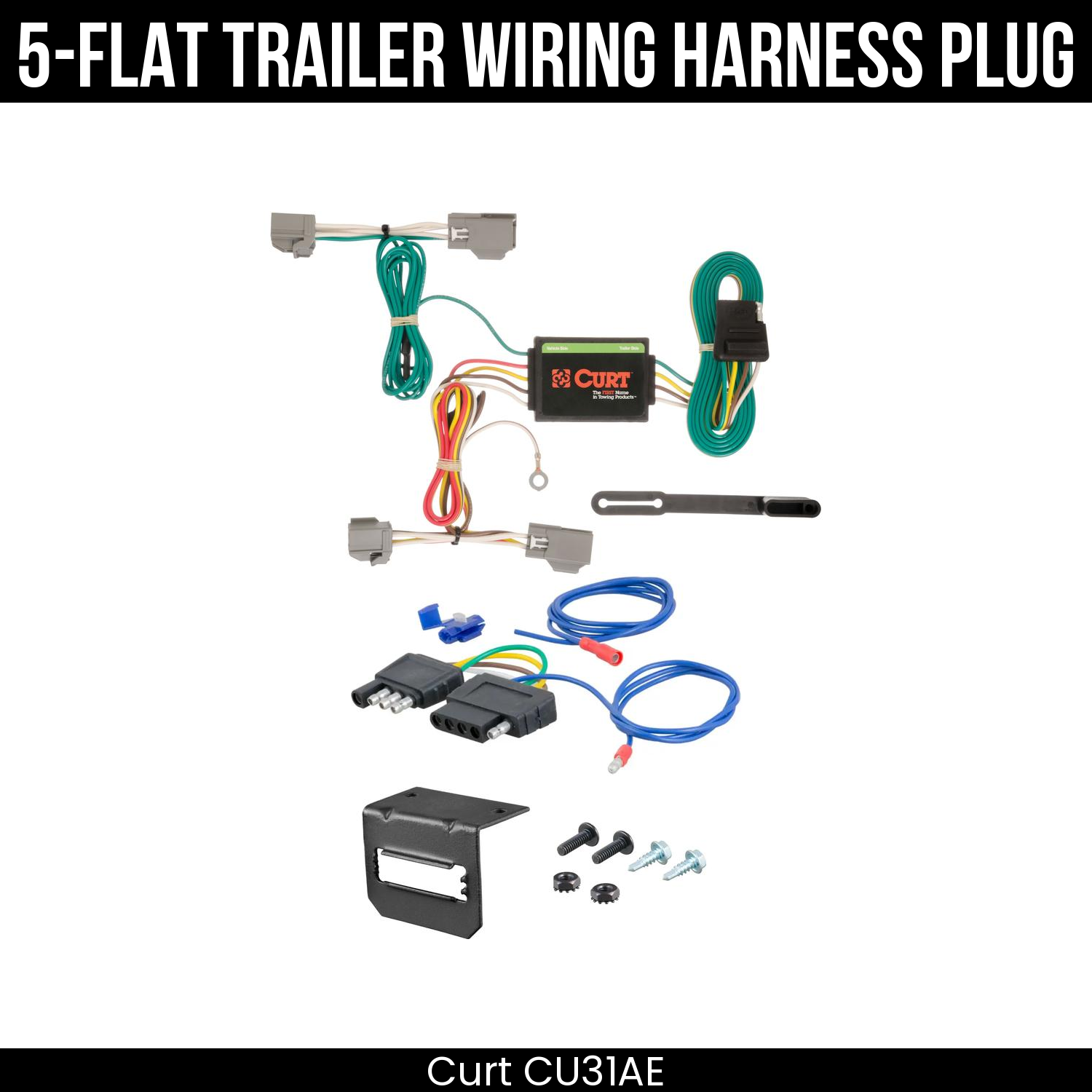 Trailer Wiring 5-Flat Plug w/ Bracket