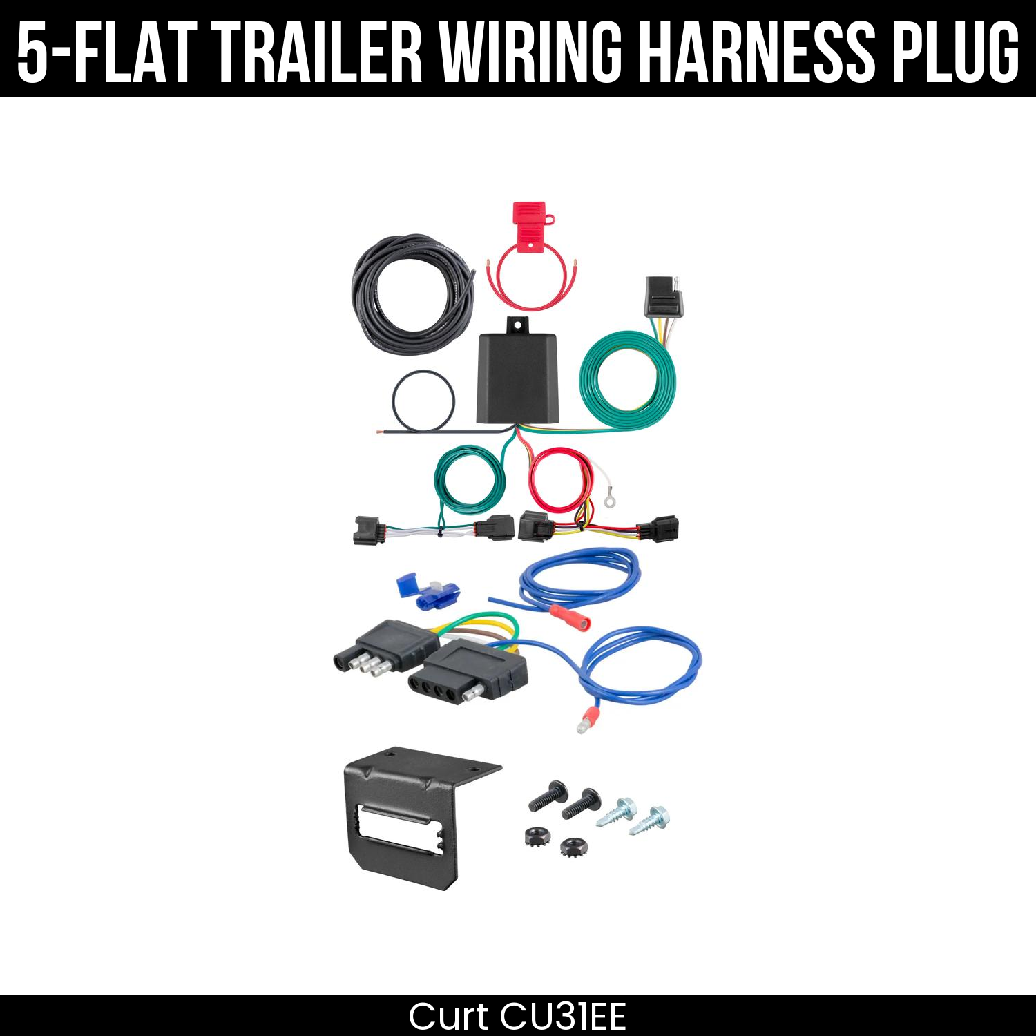 Trailer Wiring 5-Flat Plug w/ Bracket