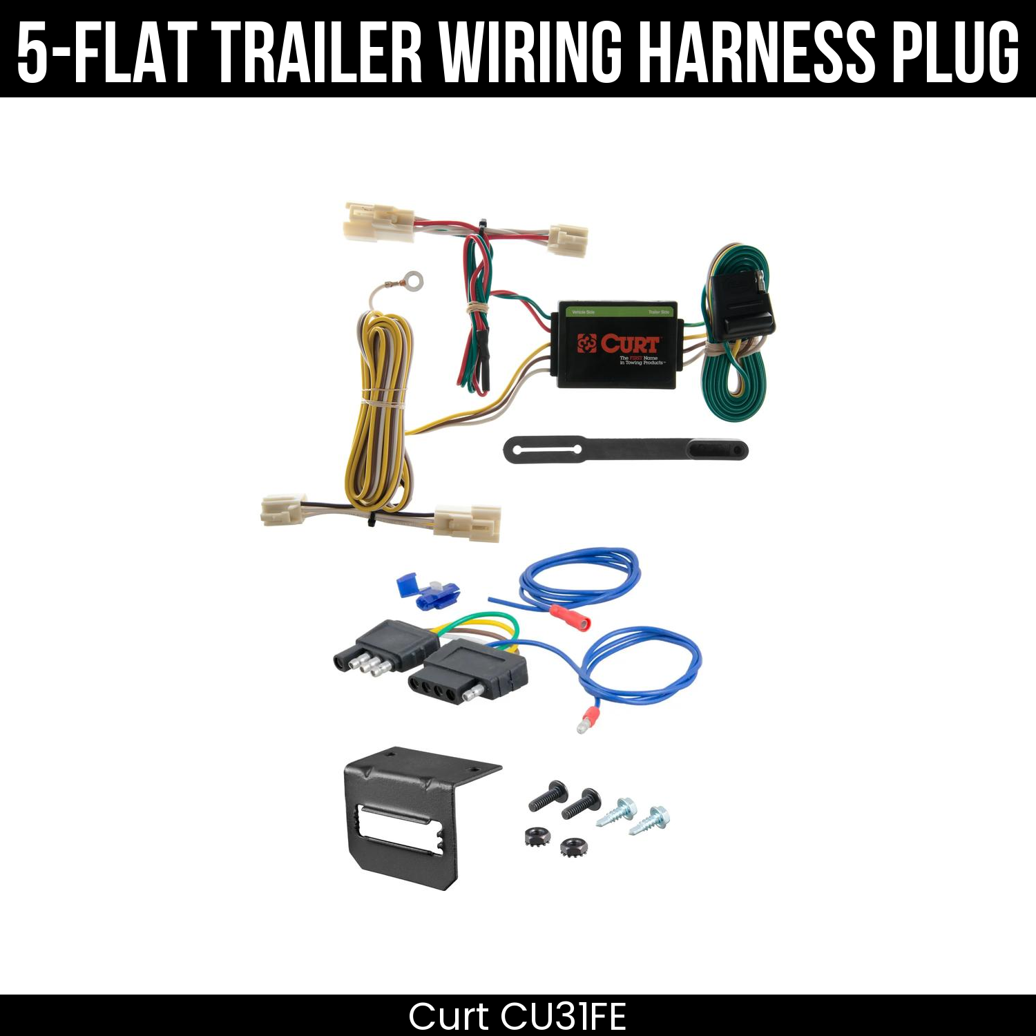 Trailer Wiring 5-Flat Plug w/ Bracket