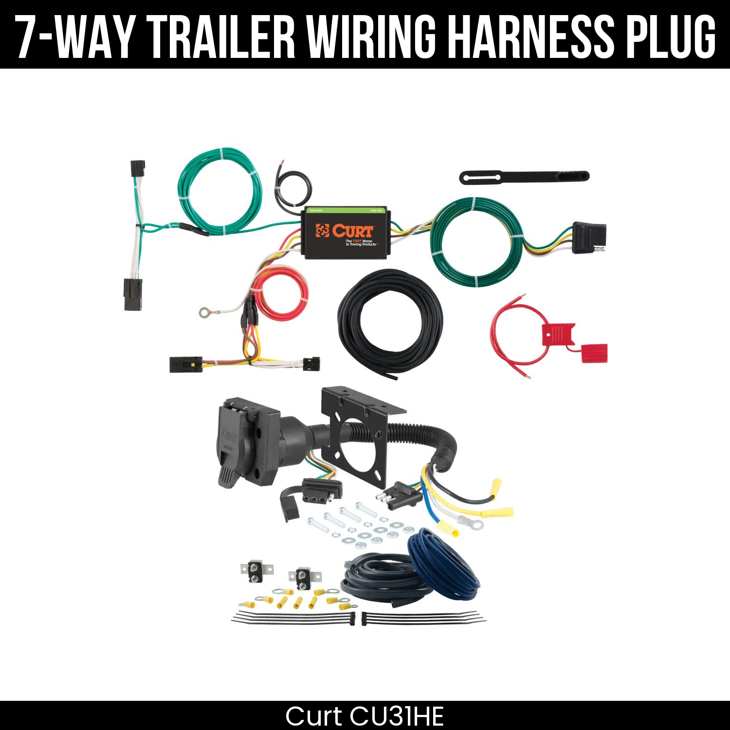 Trailer Wiring 7-Way Plug w/ Bracket