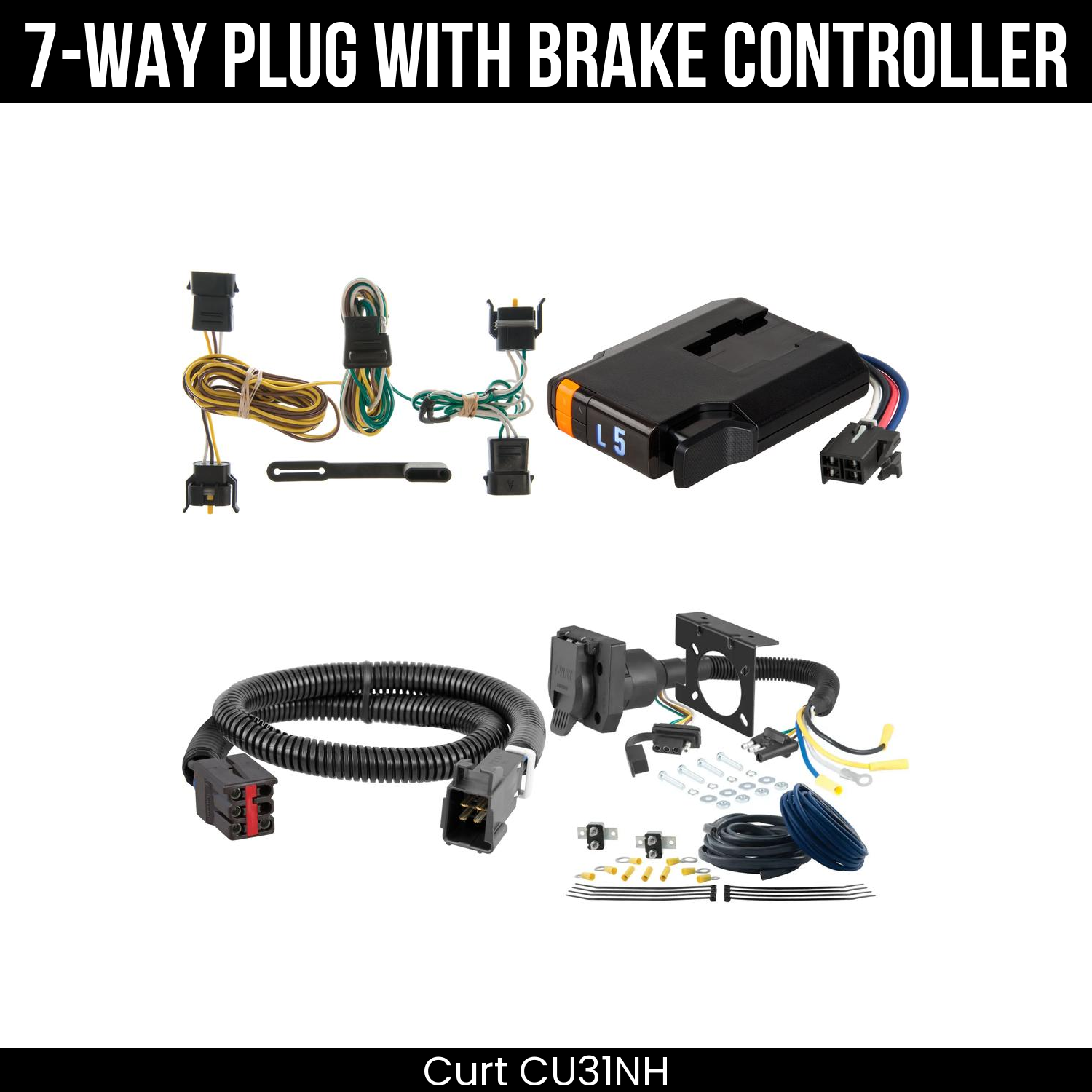 Trailer Wiring 7-Way Plug w/ Bracket , Discovery Next Brake Control