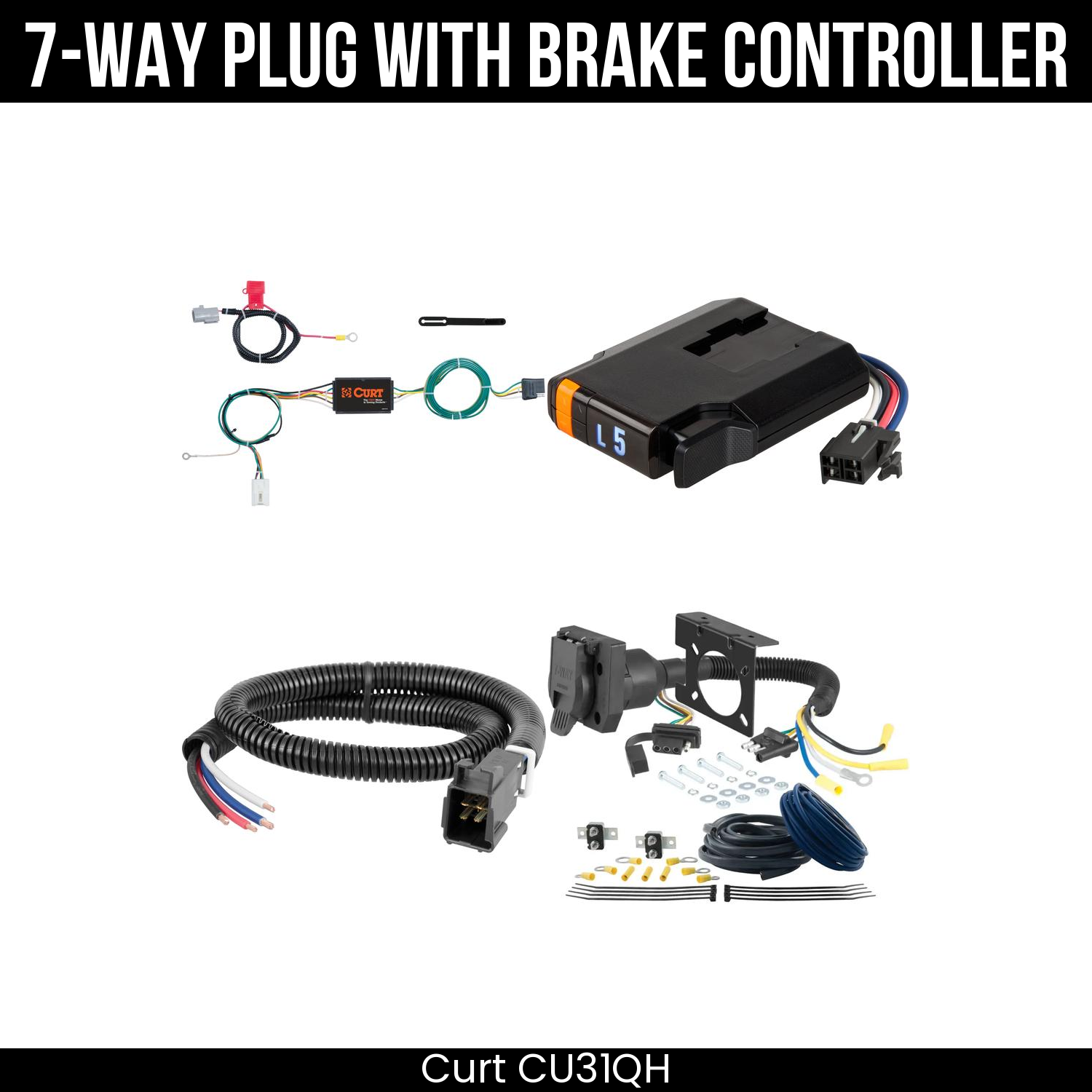 Trailer Wiring 7-Way Plug w/ Bracket , Discovery Next Brake Control