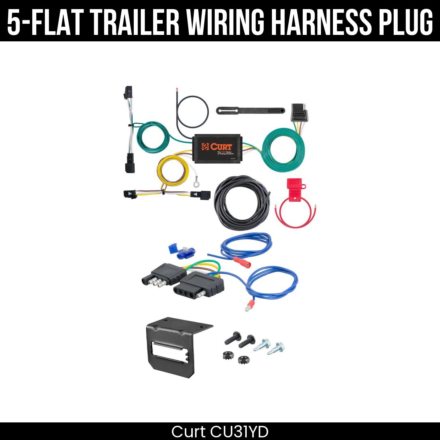 Trailer Wiring 5-Flat Plug w/ Bracket
