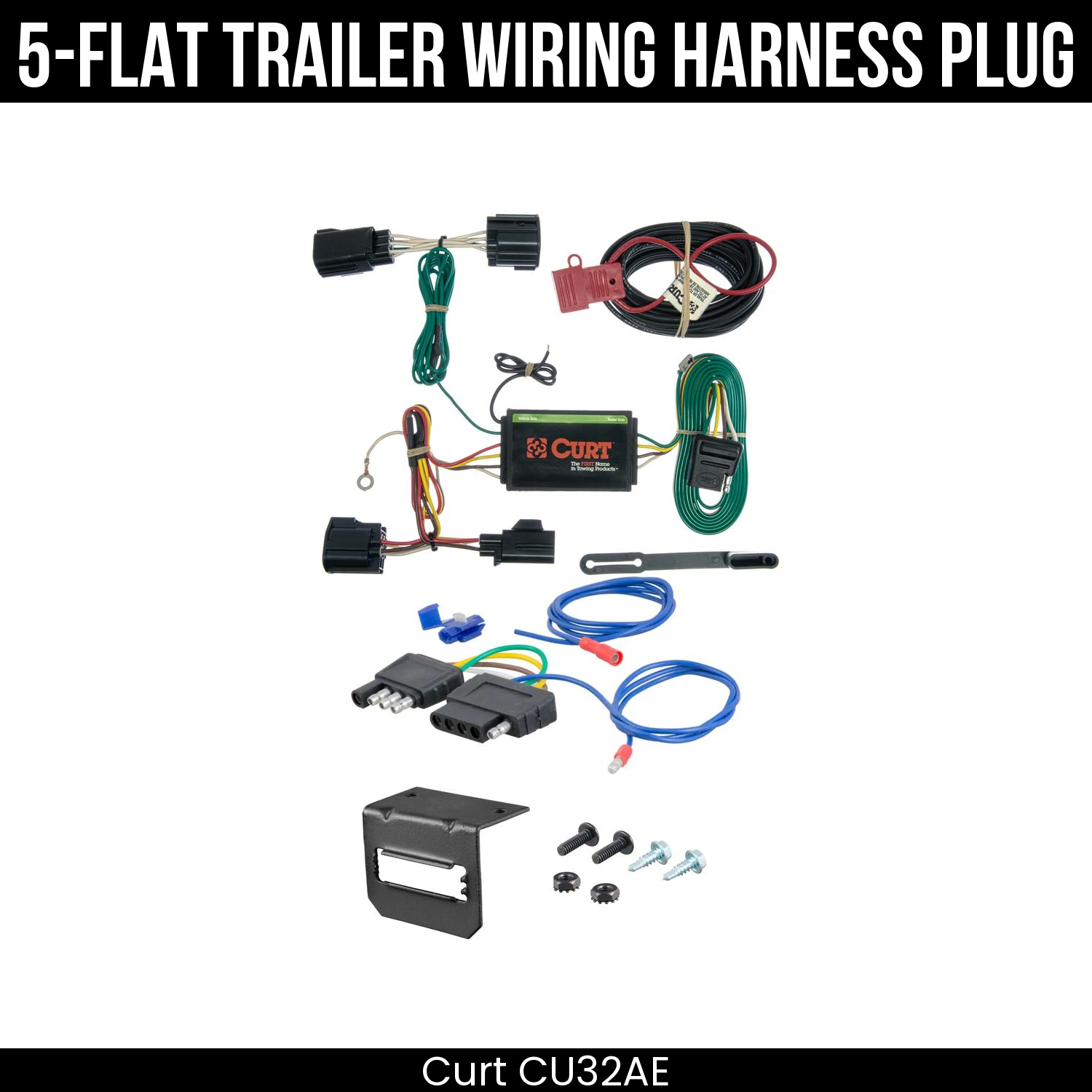 Trailer Wiring 5-Flat Plug w/ Bracket