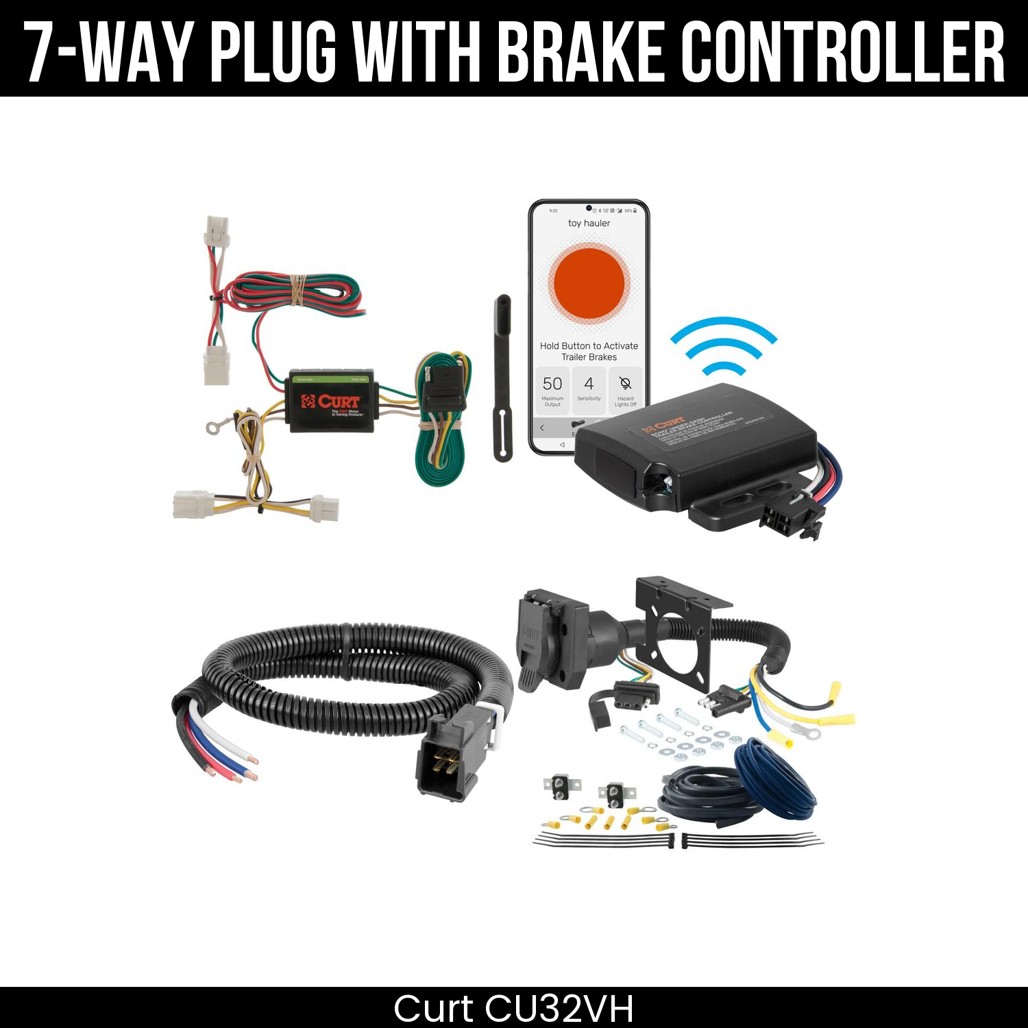 Trailer Wiring 7-Way Plug w/ Bracket , Echo Under-Dash Brake Control
