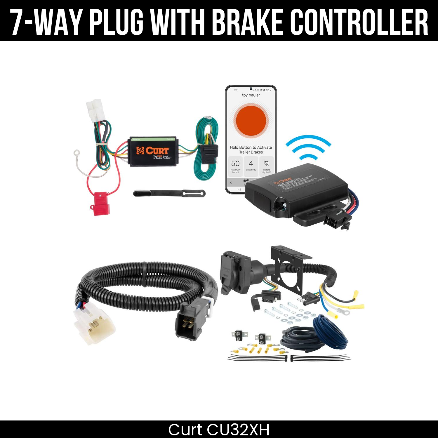 Trailer Wiring 7-Way Plug w/ Bracket , Echo Under-Dash Brake Control