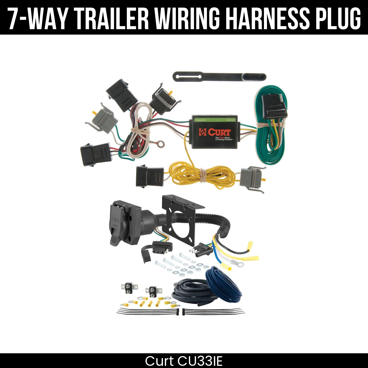 Trailer Wiring 7-Way Plug w/ Bracket