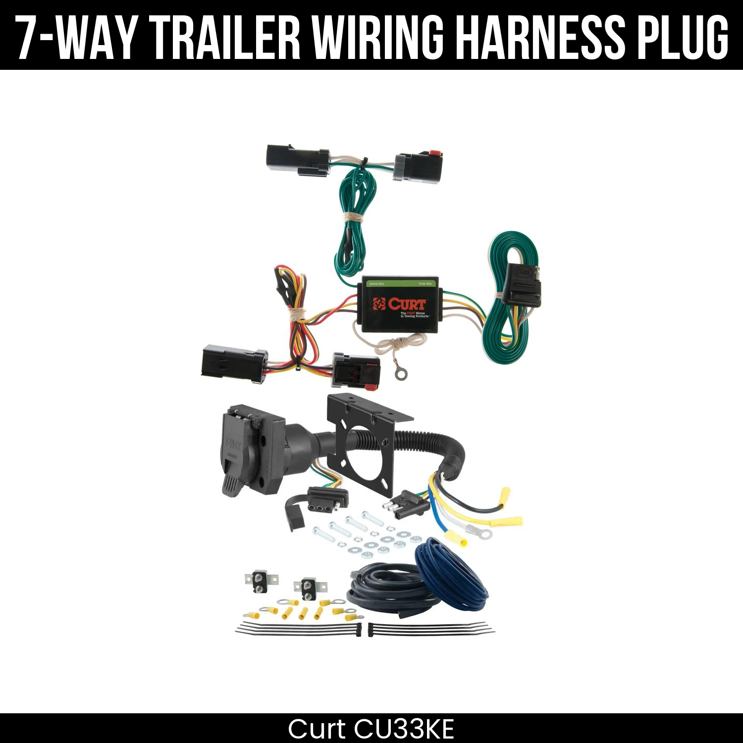 Trailer Wiring 7-Way Plug w/ Bracket