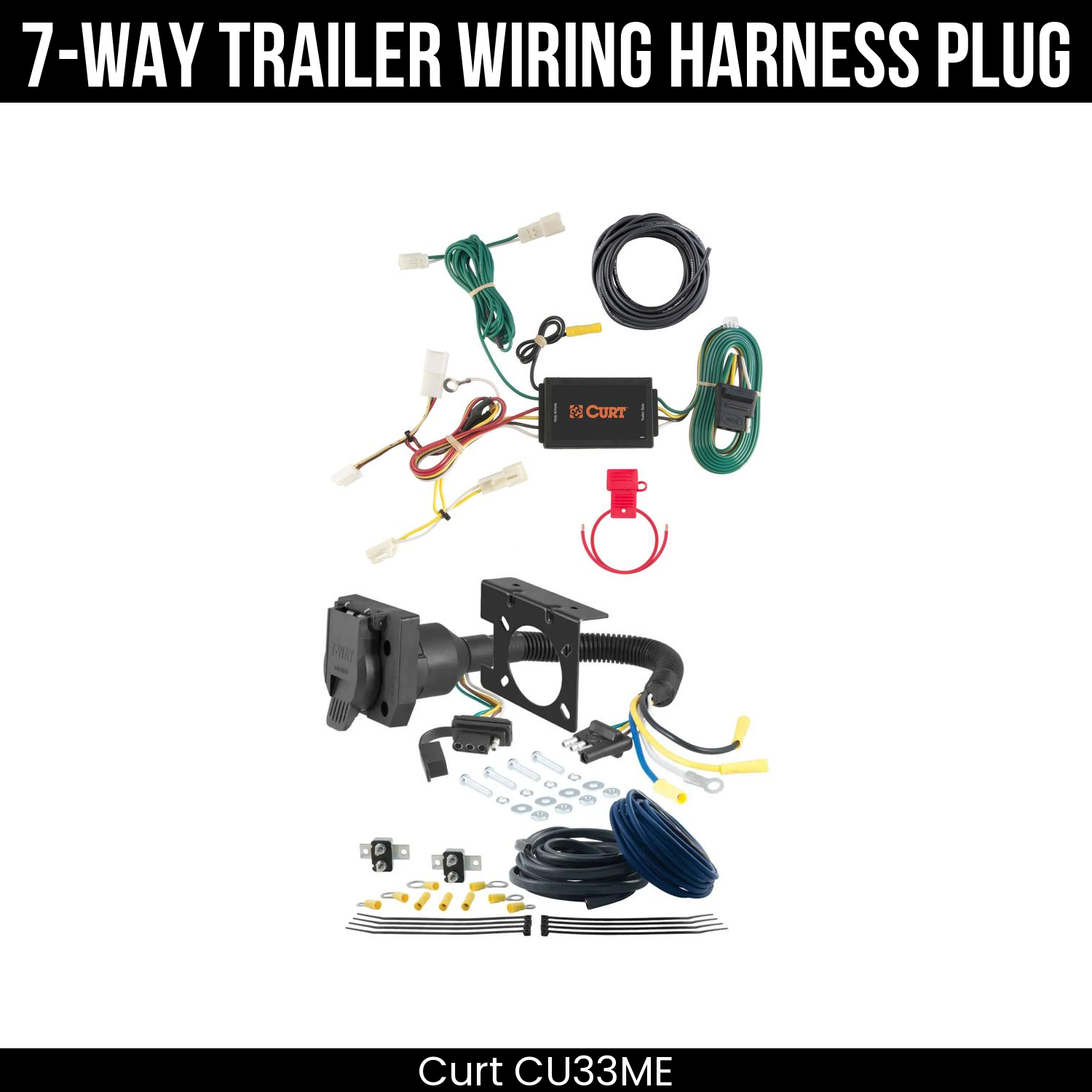Trailer Wiring 7-Way Plug w/ Bracket