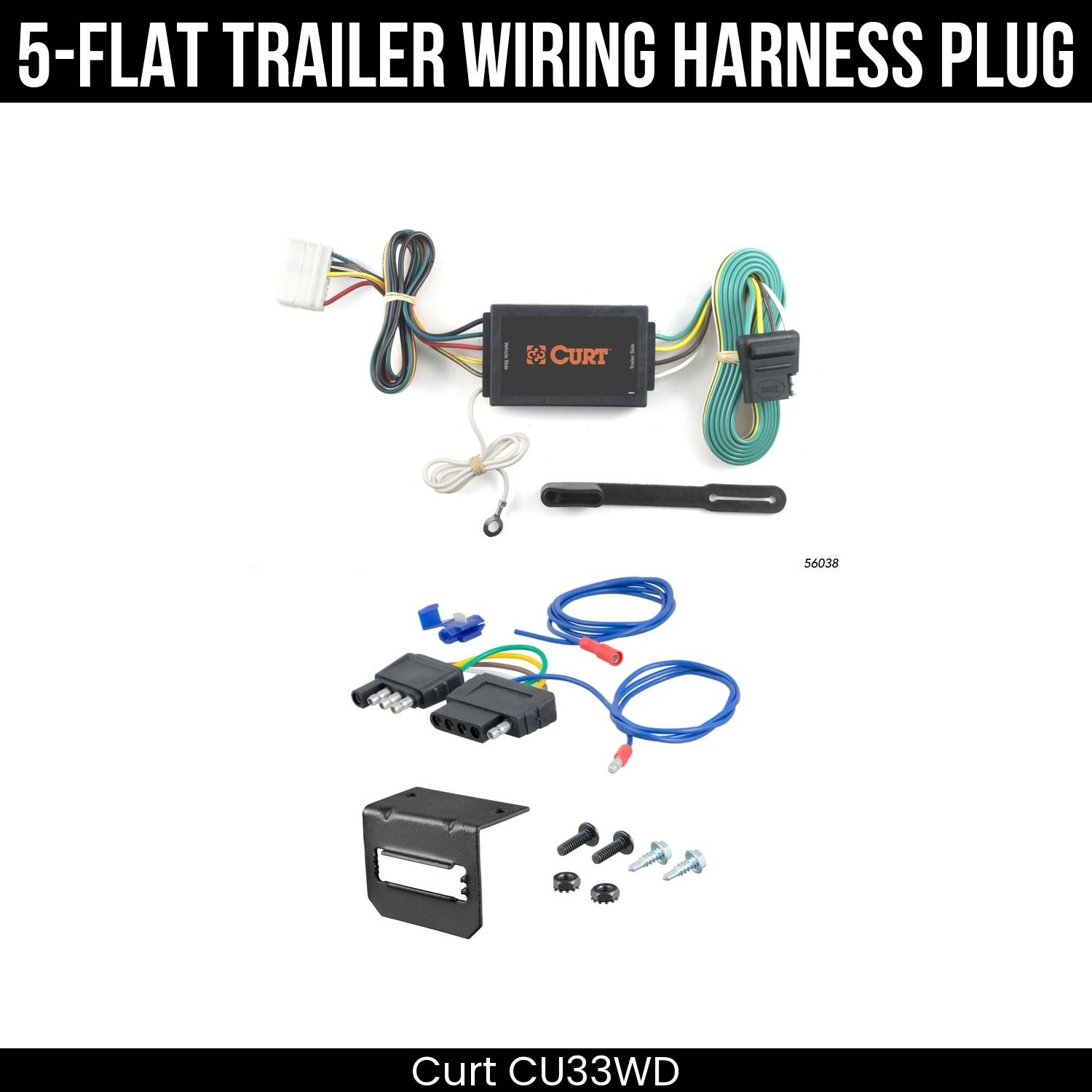 Trailer Wiring 5-Flat Plug w/ Bracket