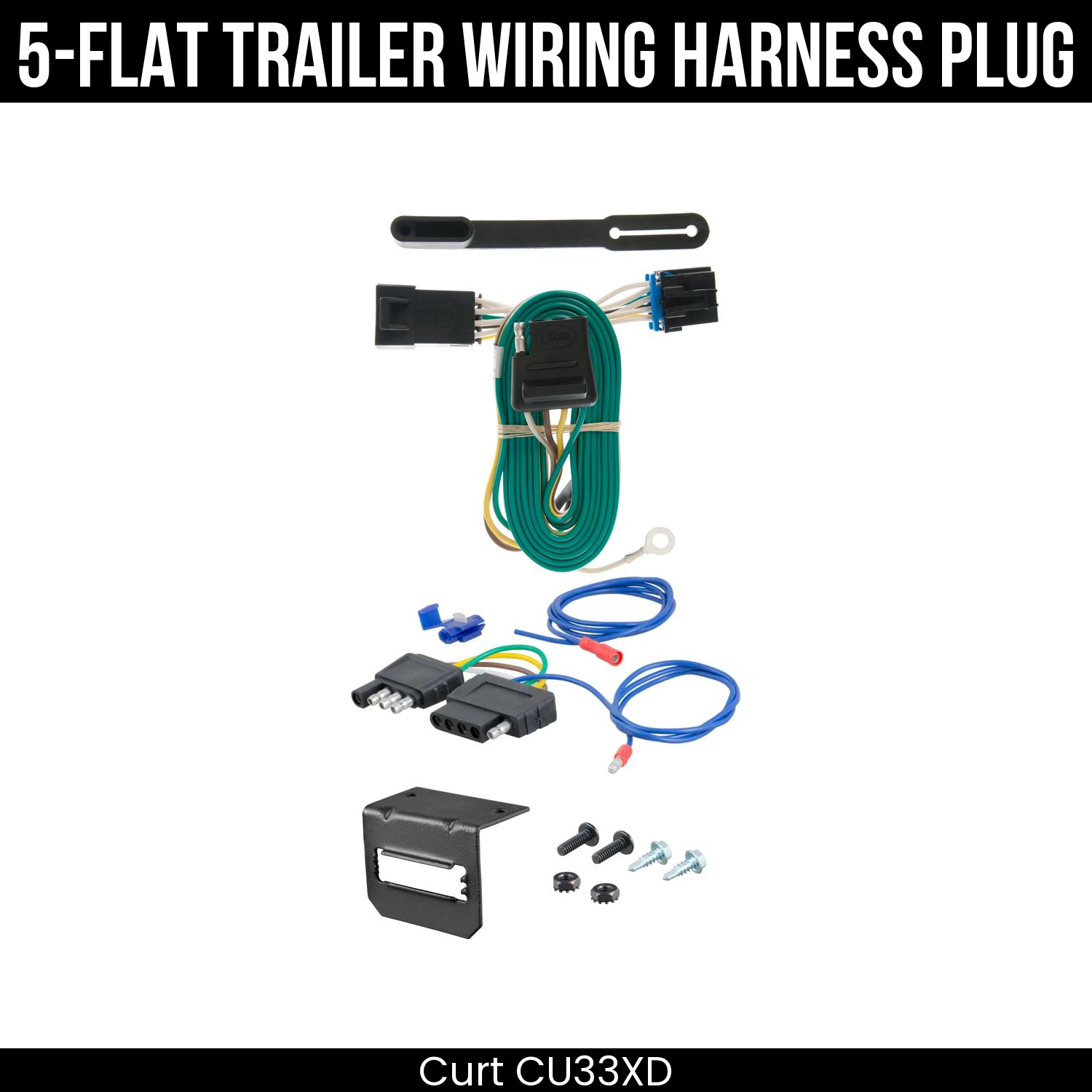 Trailer Wiring 5-Flat Plug w/ Bracket