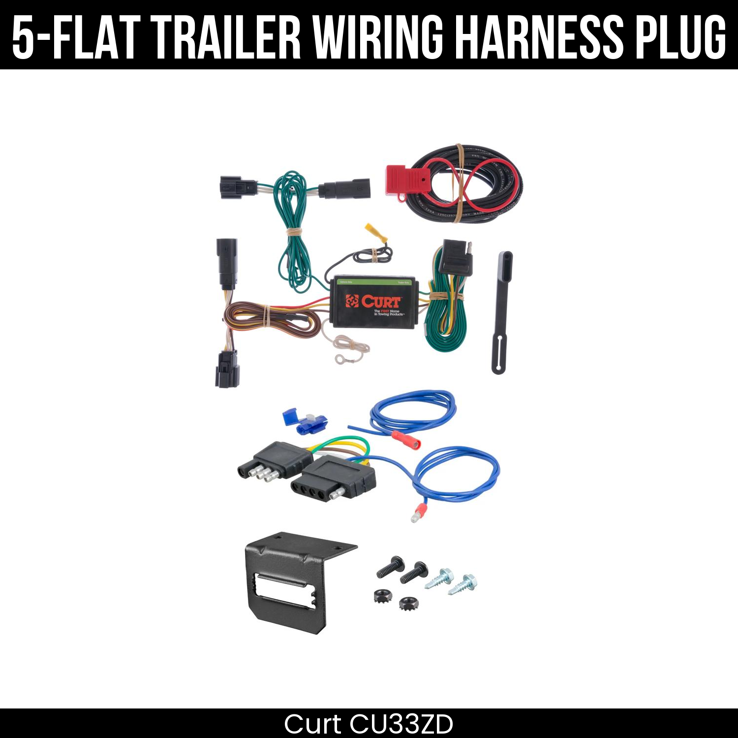 Trailer Wiring 5-Flat Plug w/ Bracket