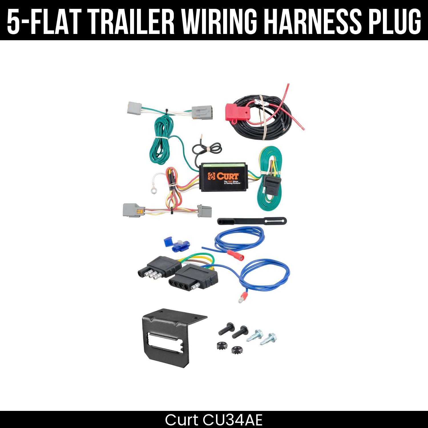 Trailer Wiring 5-Flat Plug w/ Bracket