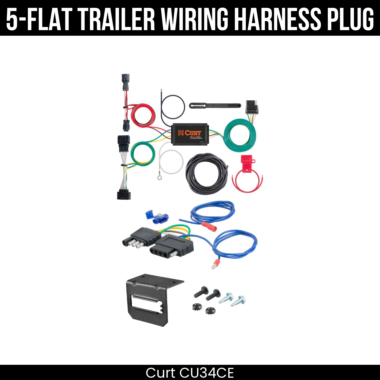Trailer Wiring 5-Flat Plug w/ Bracket