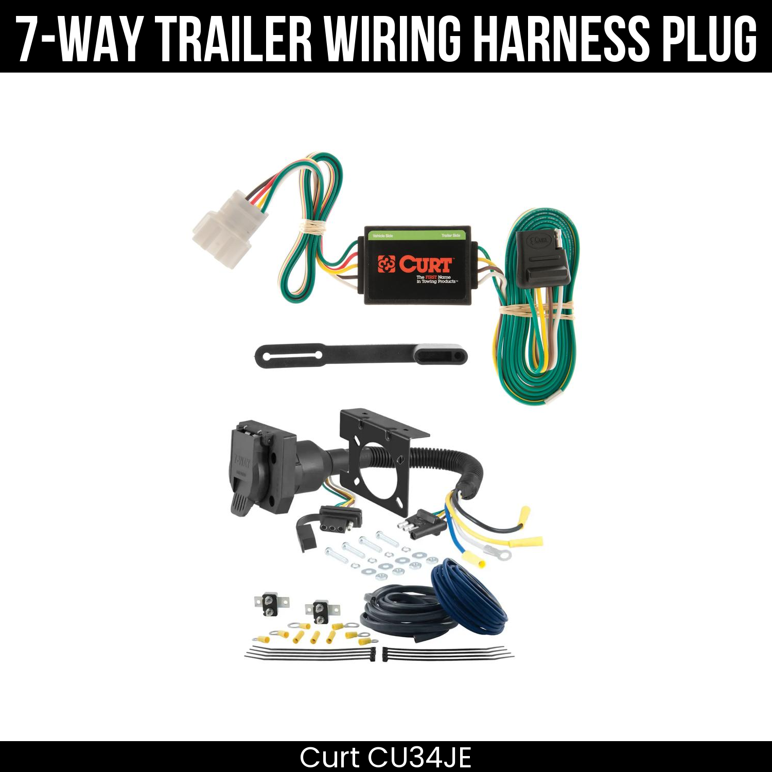 Trailer Wiring 7-Way Plug w/ Bracket