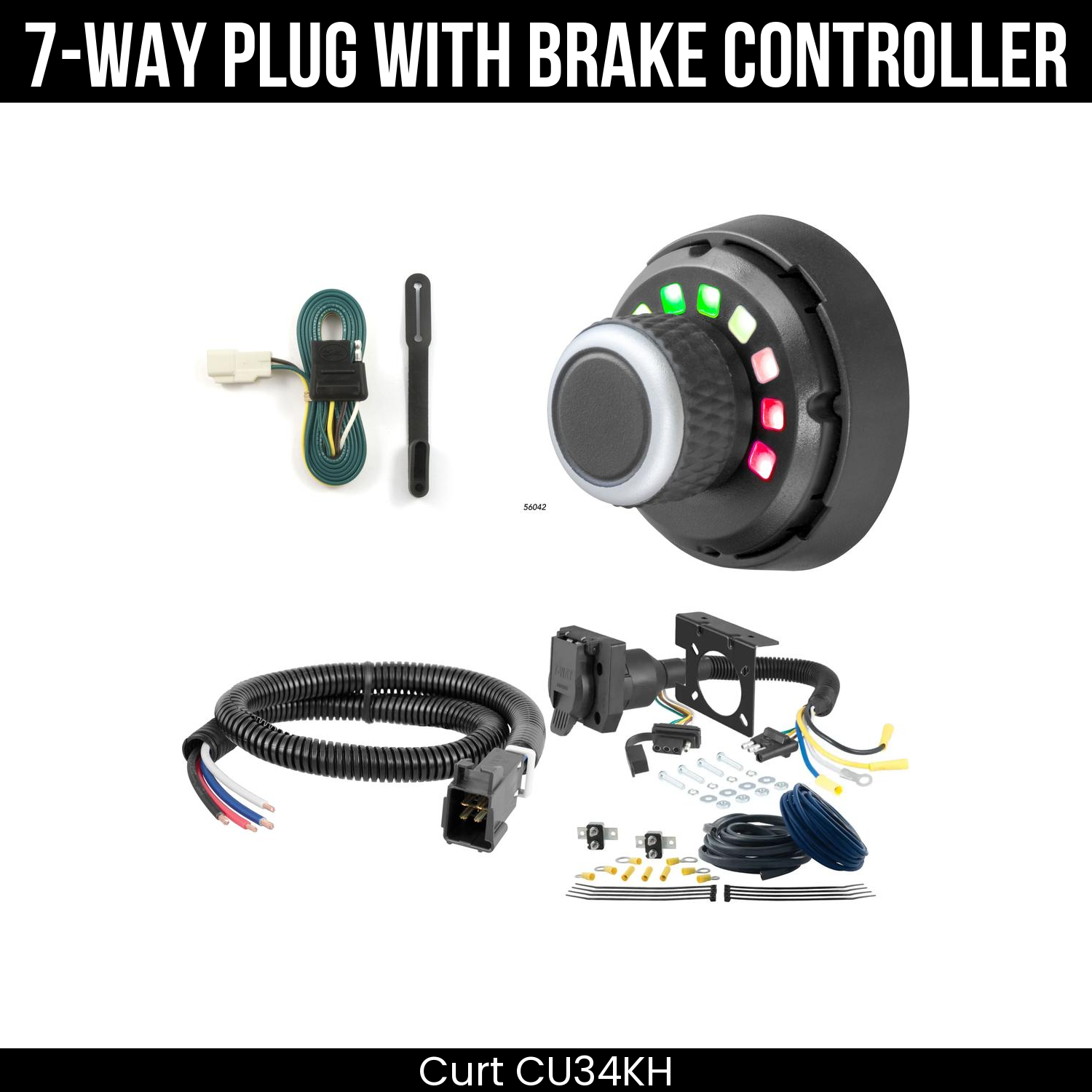 Trailer Wiring 7-Way Plug w/ Bracket , Spectrum Brake Control