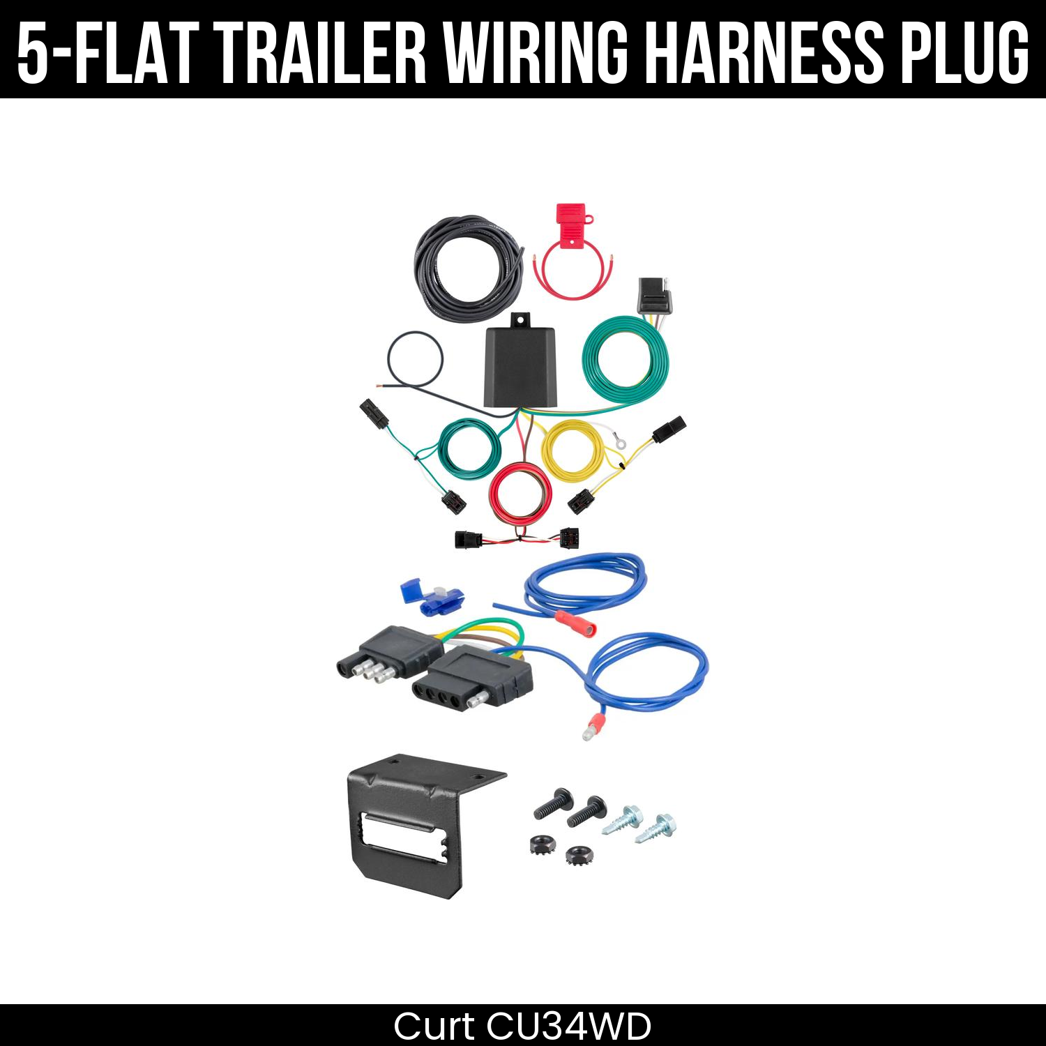 Trailer Wiring 5-Flat Plug w/ Bracket