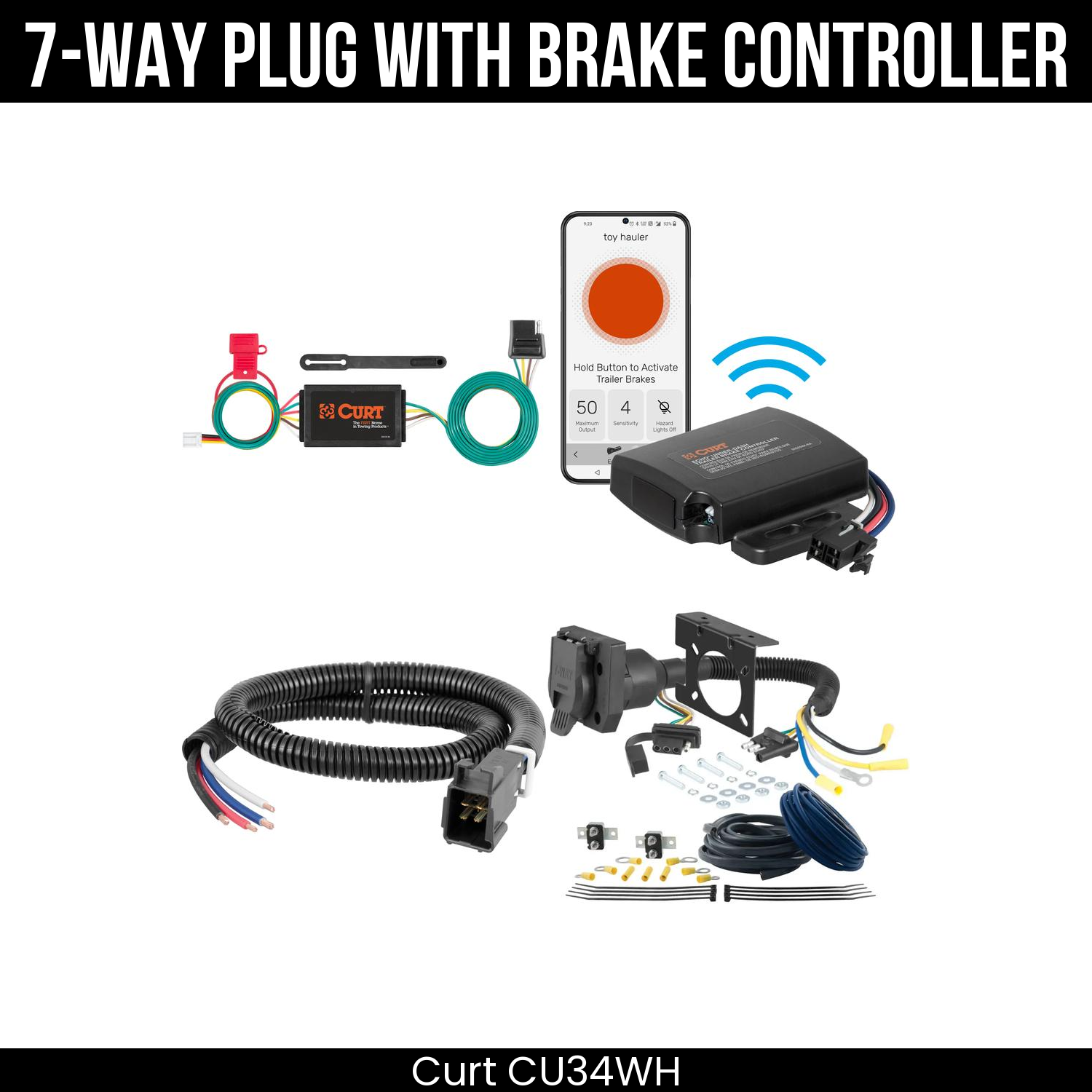Trailer Wiring 7-Way Plug w/ Bracket , Echo Under-Dash Brake Control