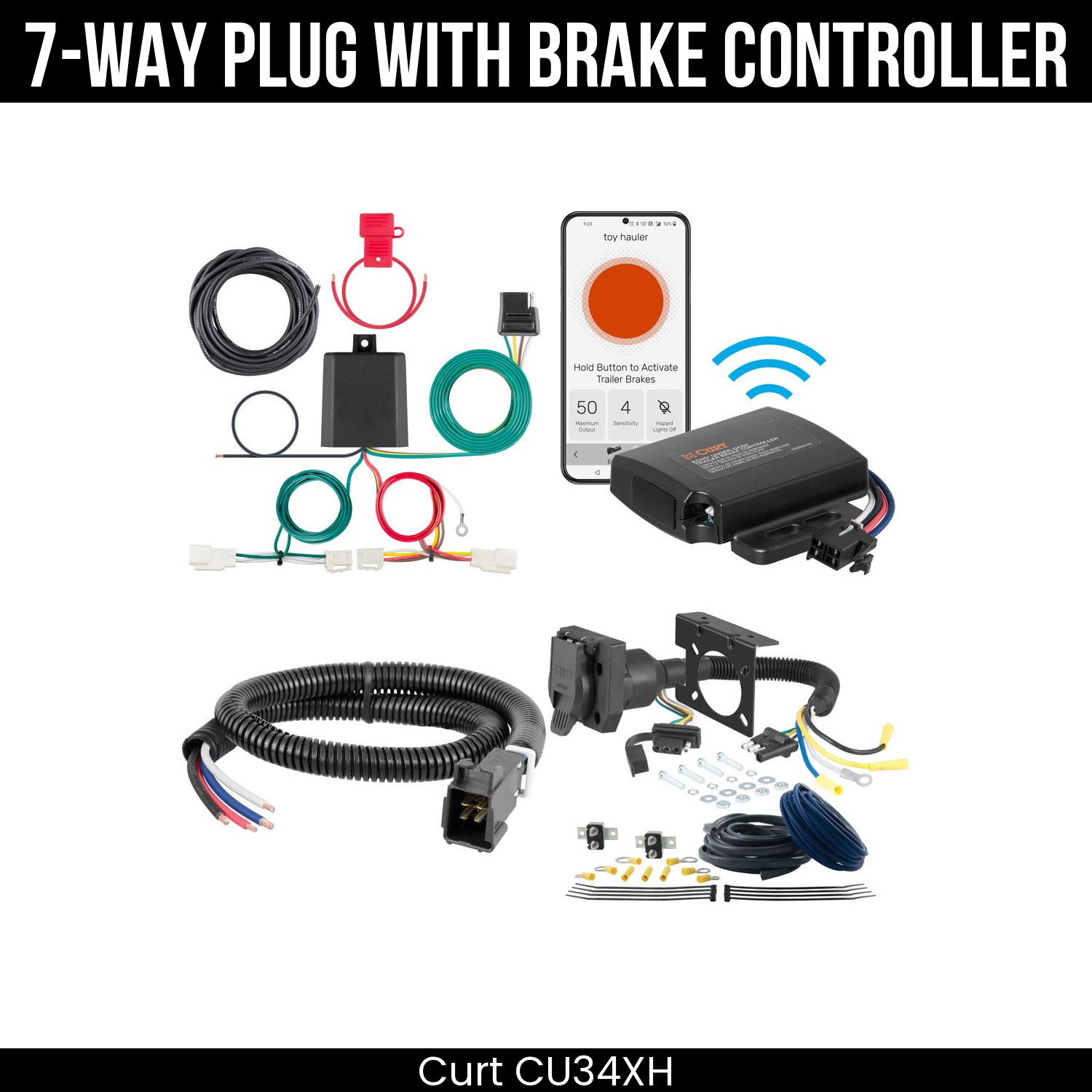 Trailer Wiring 7-Way Plug w/ Bracket , Echo Under-Dash Brake Control