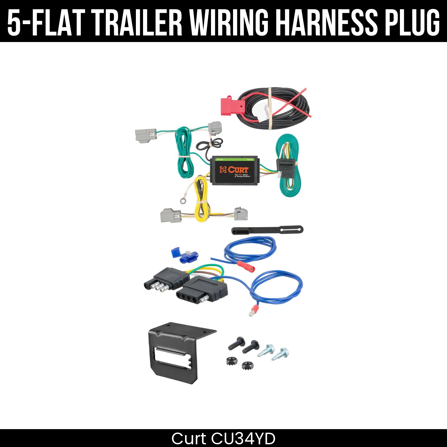 Trailer Wiring 5-Flat Plug w/ Bracket