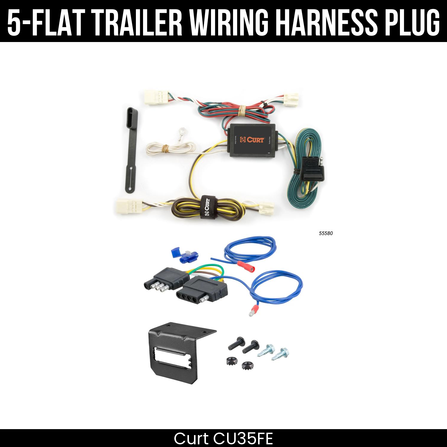 Trailer Wiring 5-Flat Plug w/ Bracket