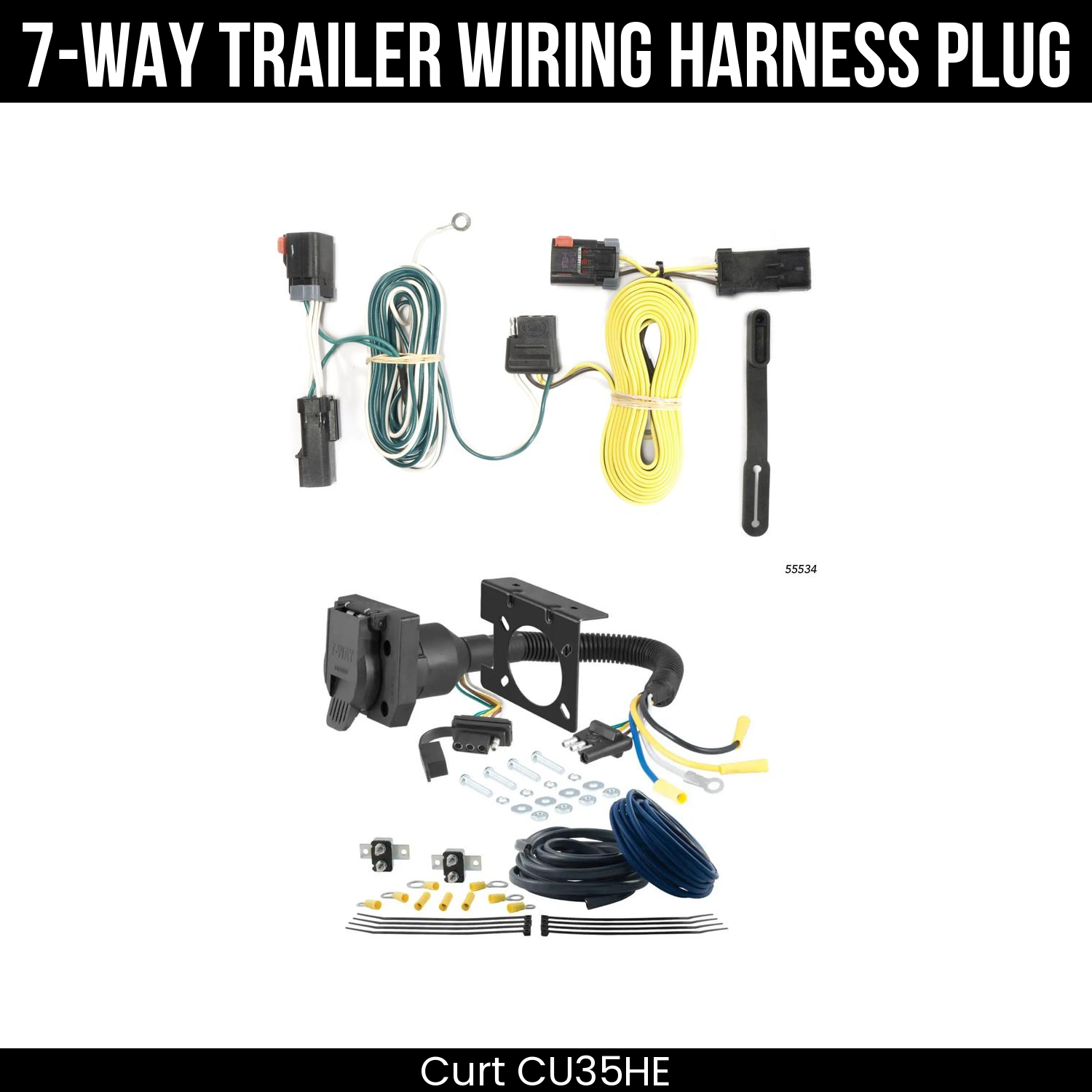 Trailer Wiring 7-Way Plug w/ Bracket